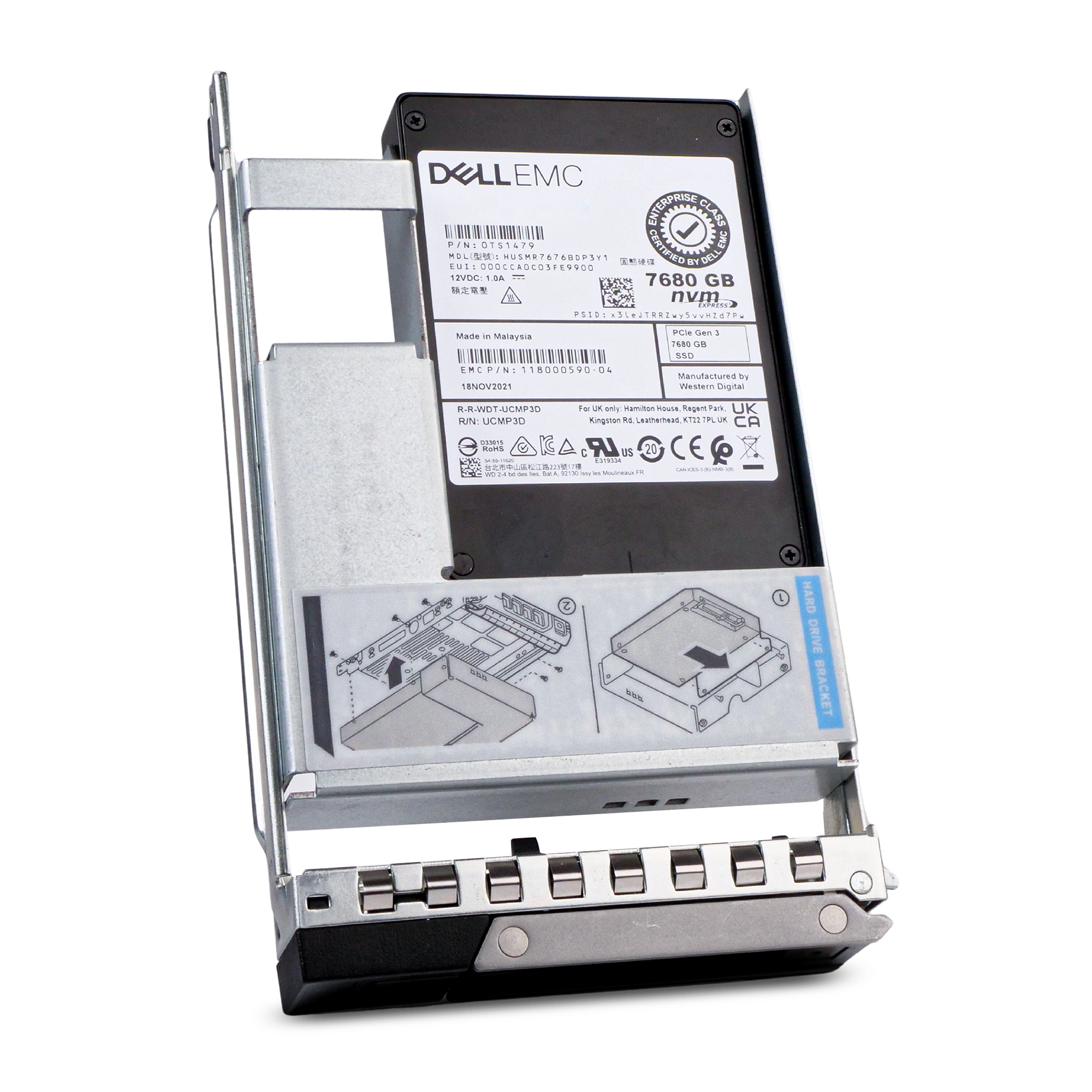 Dell G14 118000590-04 7.68TB 1 DWPD PCIe Gen 3.0 x4 4GB/s MLC U.2 NVMe Hybrid 3.5in Refurbished SSD