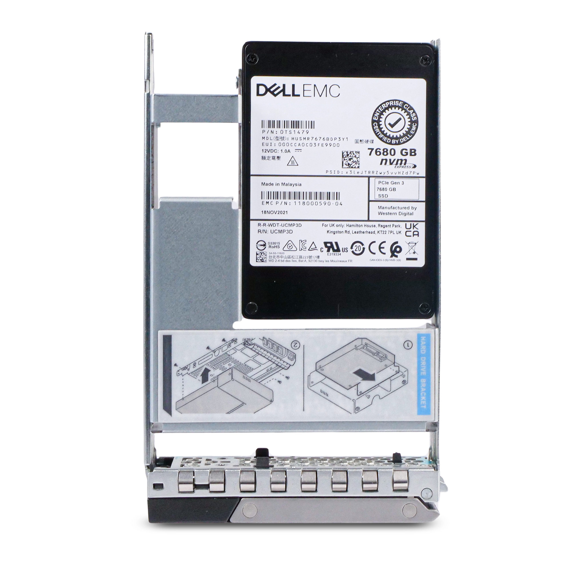 Dell G14 118000590-04 7.68TB 1 DWPD PCIe Gen 3.0 x4 4GB/s MLC U.2 NVMe Hybrid 3.5in Refurbished SSD