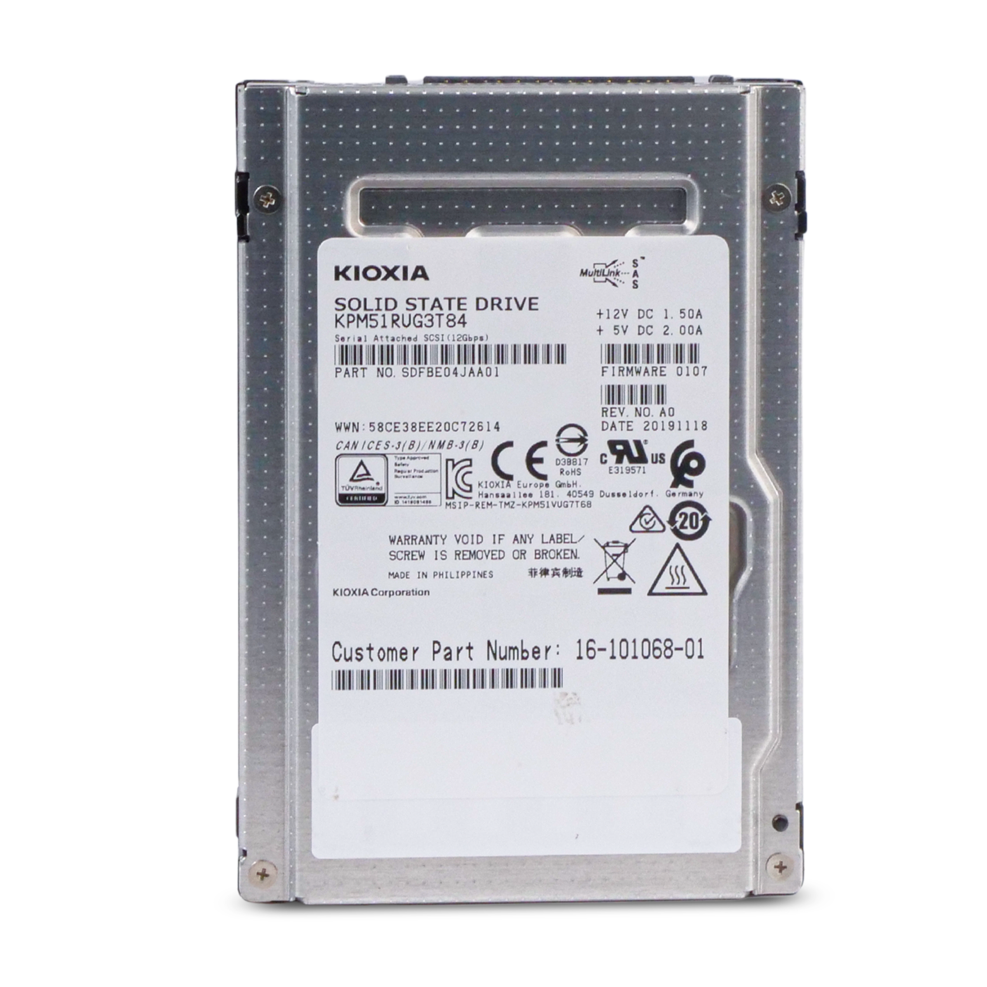 Kioxia KPM51RUG3T84 3.84TB SAS 12Gb/s 2.5" Refurbished SSD