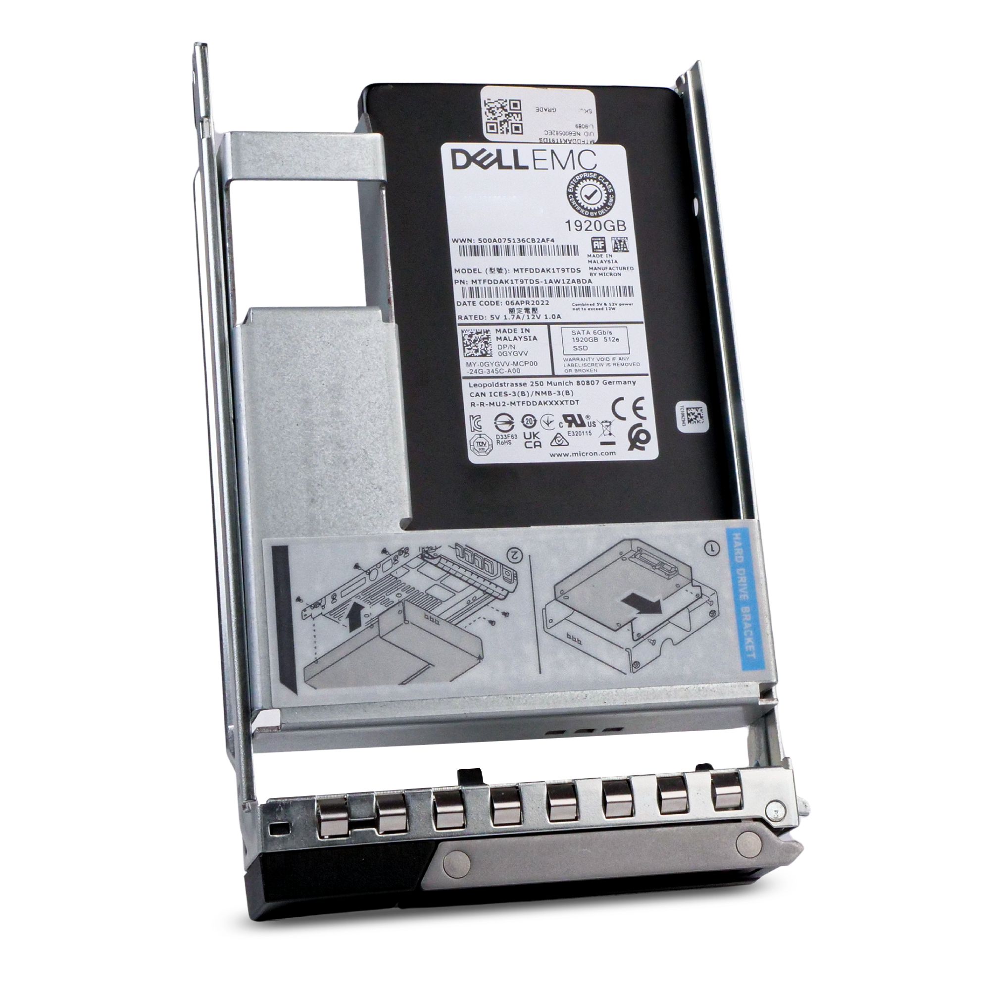 Dell G14 0GYGVV 1.92TB 1.5 DWPD SATA 6Gb/s 3D TLC 512e Hybrid 3.5in SSD