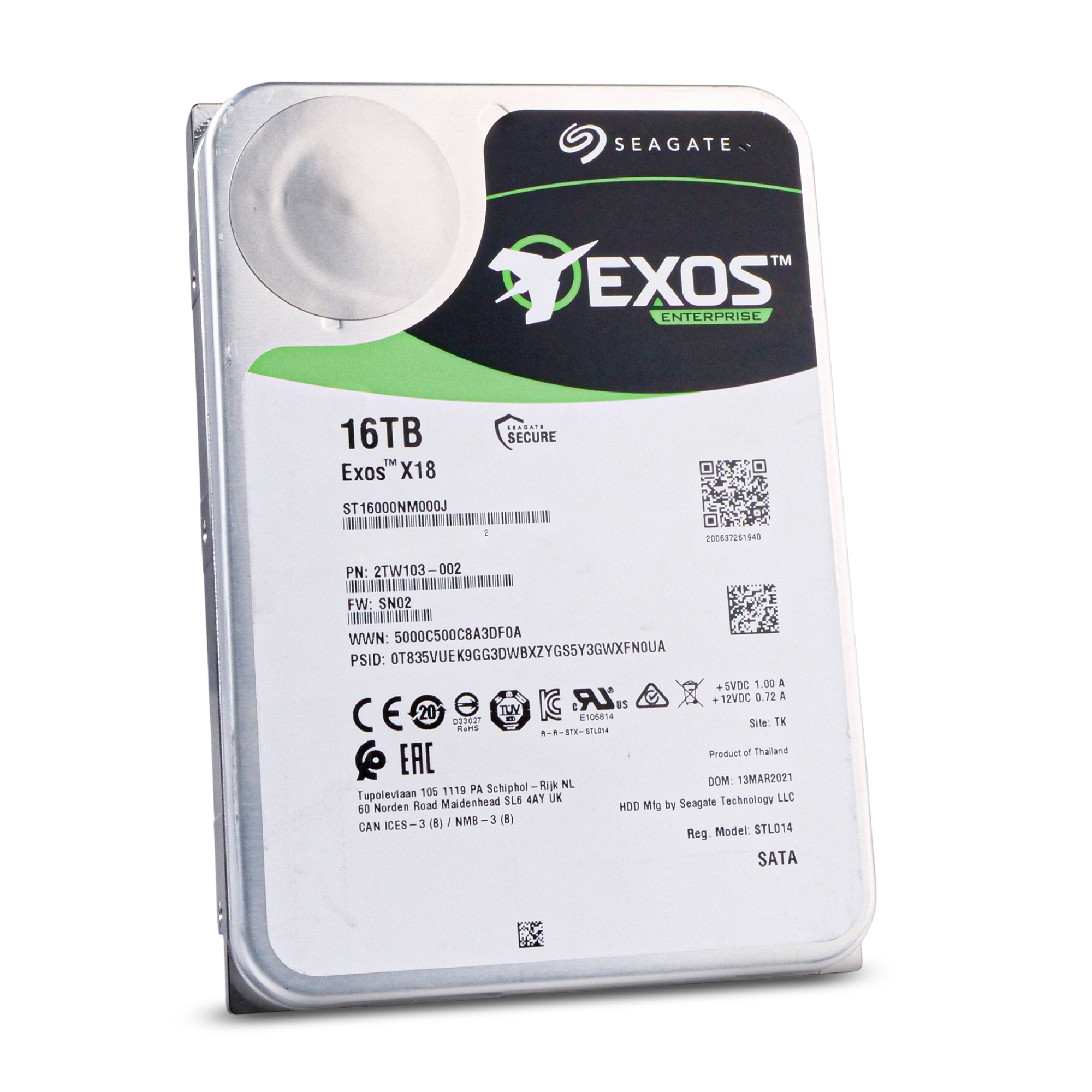 Seagate Exos X18 ST16000NM000J 16TB 7.2K RPM SATA 6Gb/s 3.5in Refurbished HDD