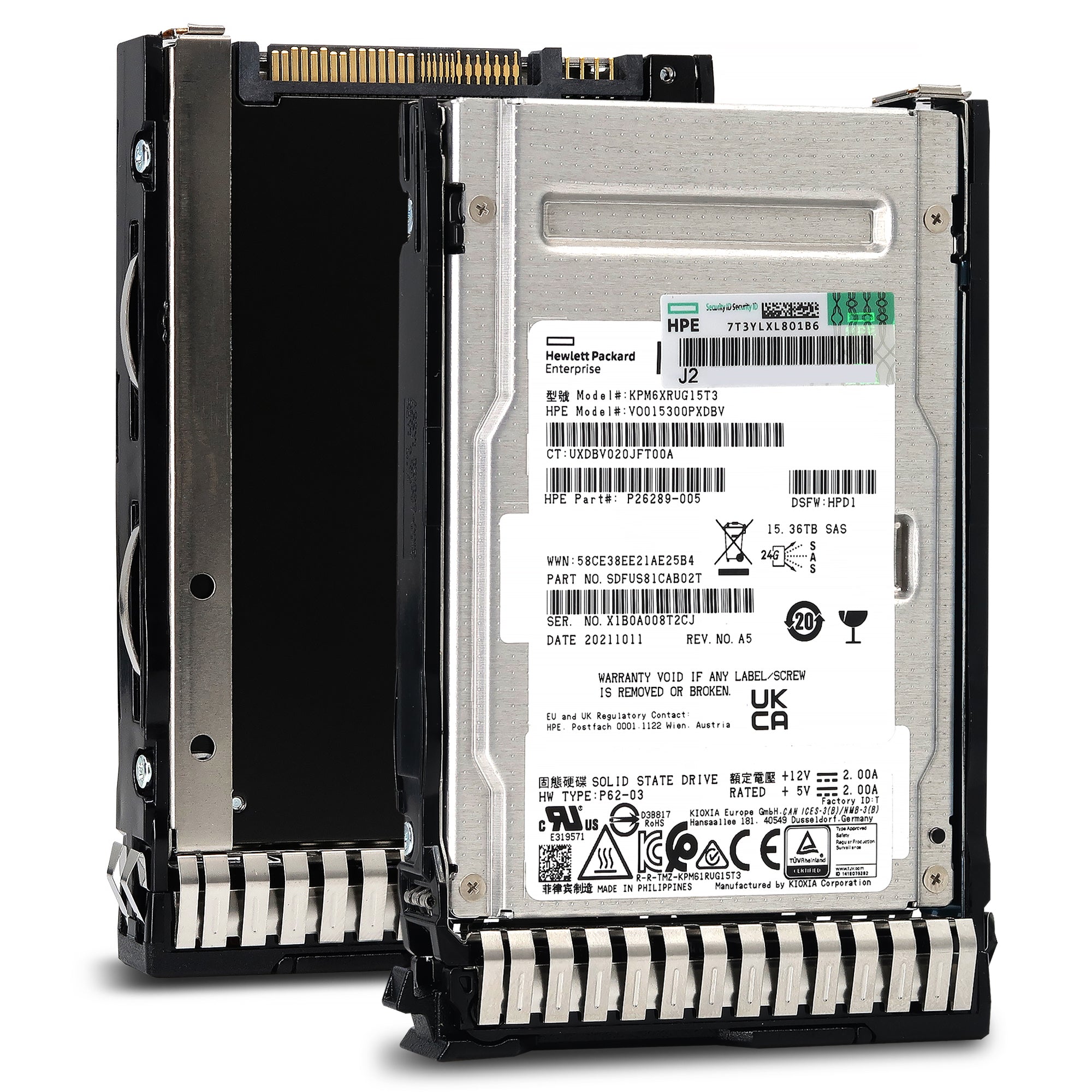 HPE PM6-R P26314-B21 KPM6XRUG15T3 15.36TB SAS 22.5Gb/s 3D TLC SIE 2.5in Solid State Drive