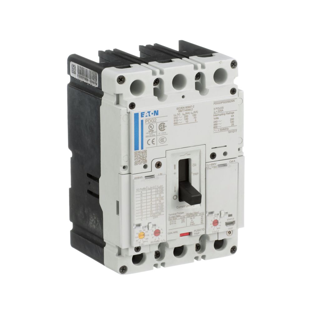 Eaton PDG23M0225B2NL Power Defense 225A 3-Pole Molded Case Circuit Breaker 600Vac