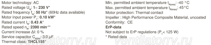 RH22L-2EP.WC.4R  ZIEHL-ABEGG centrifugal fan 1-230V 50HZ