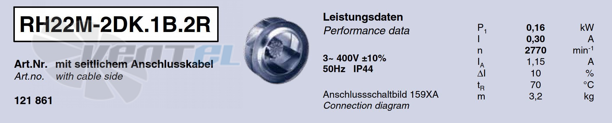 RH22M-2DK.1B.2R 121861 ZIEHL-ABEGG centrifugal fan