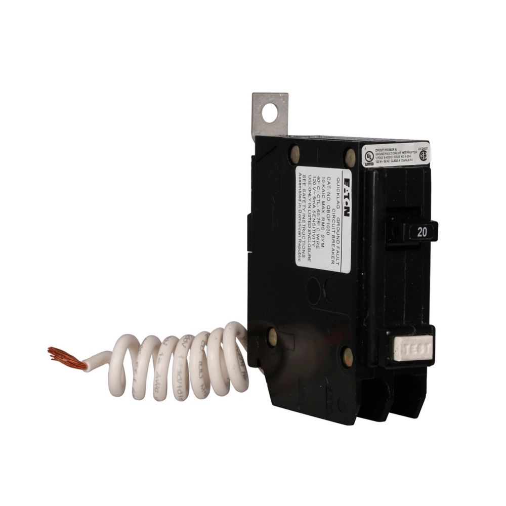 QBHGF1020 | Eaton 20A 1-Pole 120V GFCI Molded Case Circuit Breaker, Bolt-On Mount