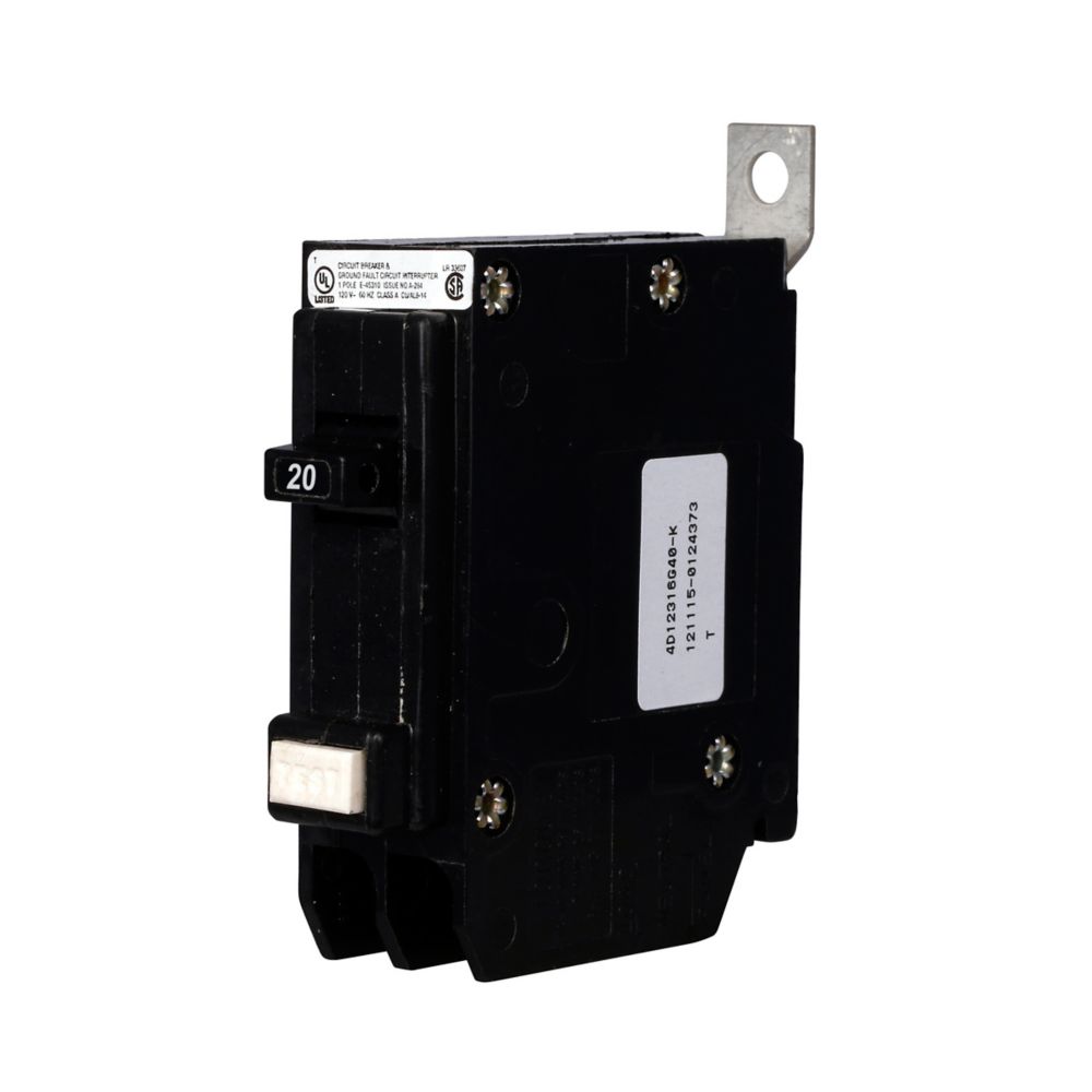 QBHGF1020 | Eaton 20A 1-Pole 120V GFCI Molded Case Circuit Breaker, Bolt-On Mount