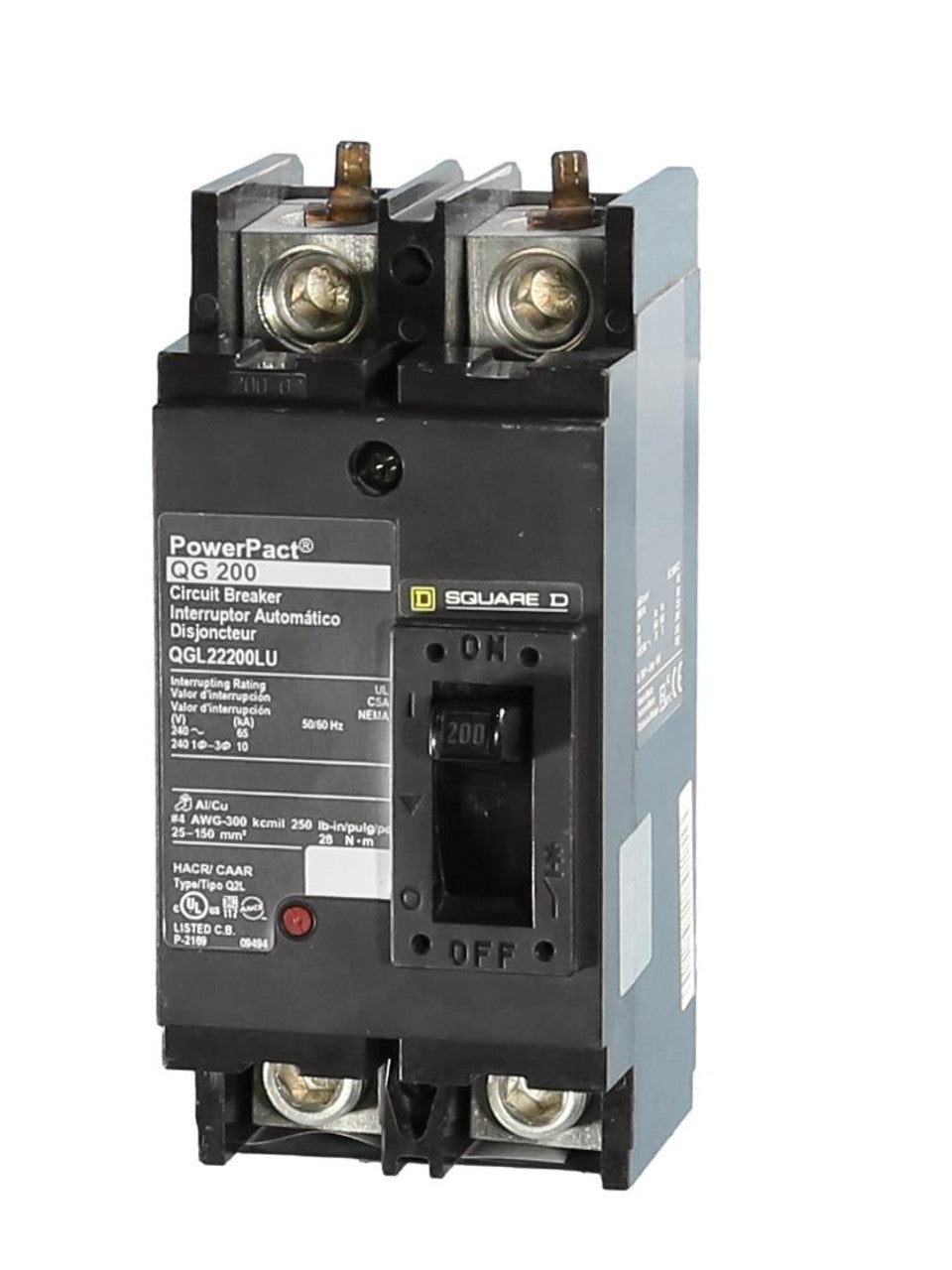 QGL22200LU | Square D 200A 2-Pole PowerPact Q Thermal-Magnetic Molded Case Circuit Breaker
