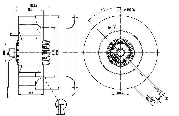 R2E250-AL05-16 of EBMpapst  Centrifugal Blowe