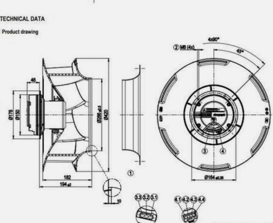 Ebm-papst R3G400-RP45-61 Motor  M3G084-FA 230VAC 1.5A 330W cooling fan