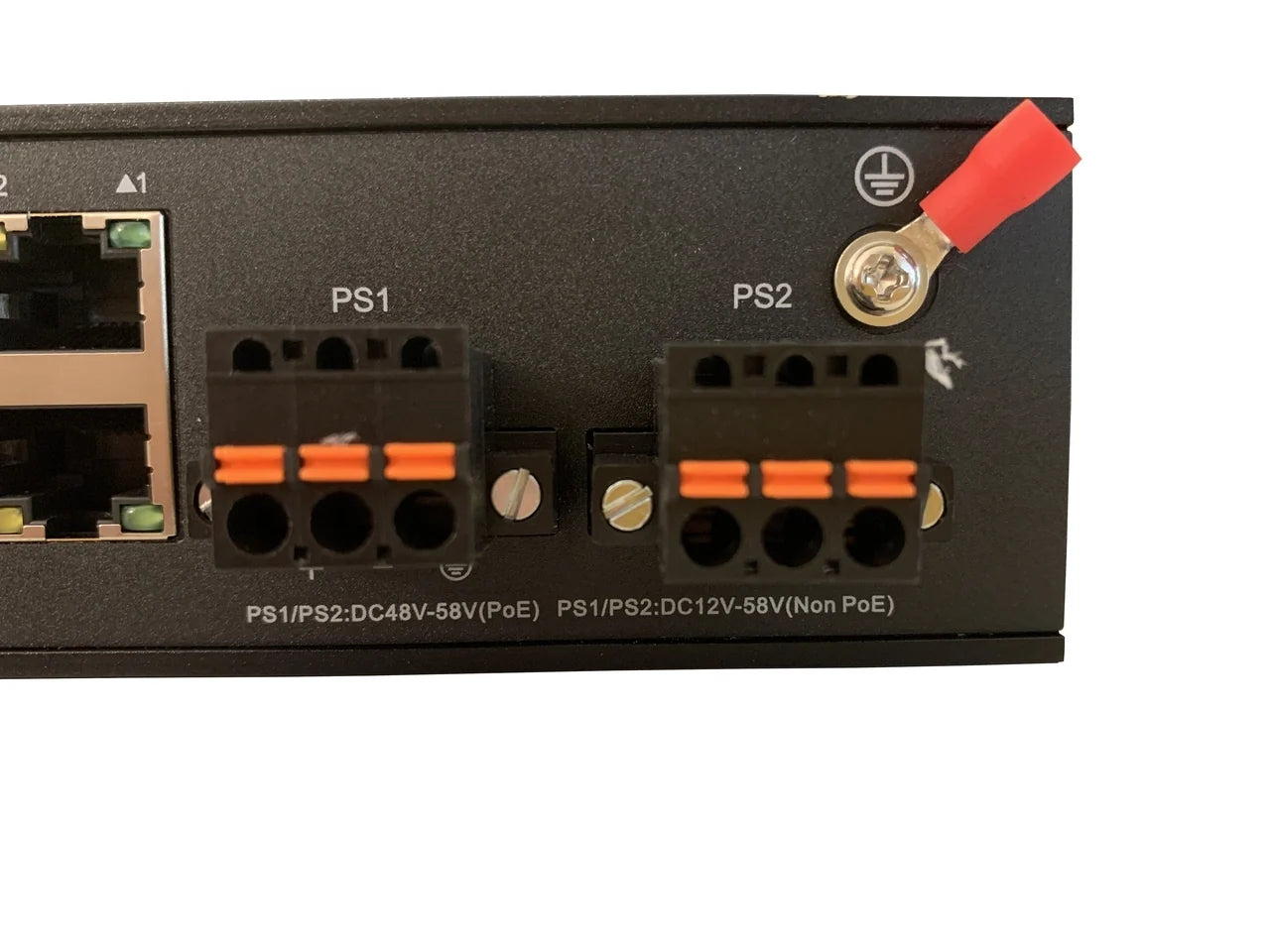 RBH-2404M-PSE - 24x 10/100/1000Base-Tx (8 combo RJ45/SFP) and 4x 10G SFP+ ports Gigabit Ethernet Managed Industrial fiber switch with 400W of PoE budget, 19" mountable, -40 to +75 Celsius