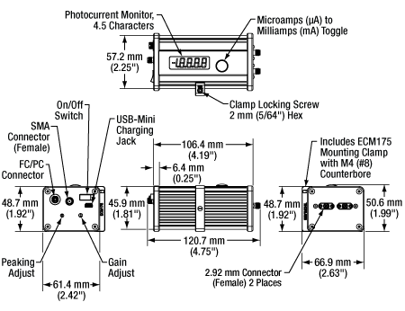 TH-RXM25AF - Single Mode Ultrafast Receiver, 1250 - 1650 nm, 500 kHz - 25 GHz, FC/PC