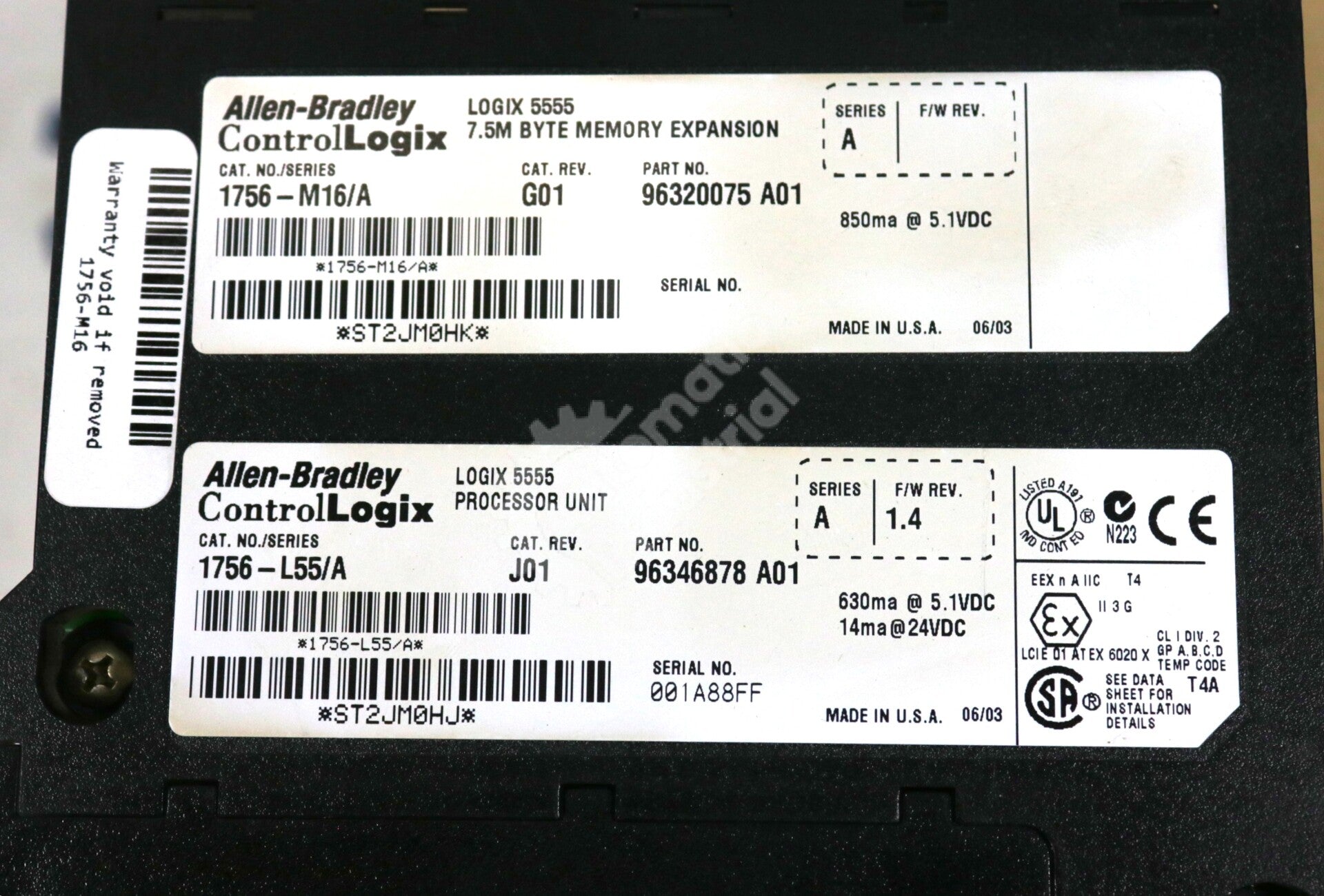 1756-M16 By Allen Bradley 1756-L55 5.1-24VDC 7.5M Byte Memory Expansion Module