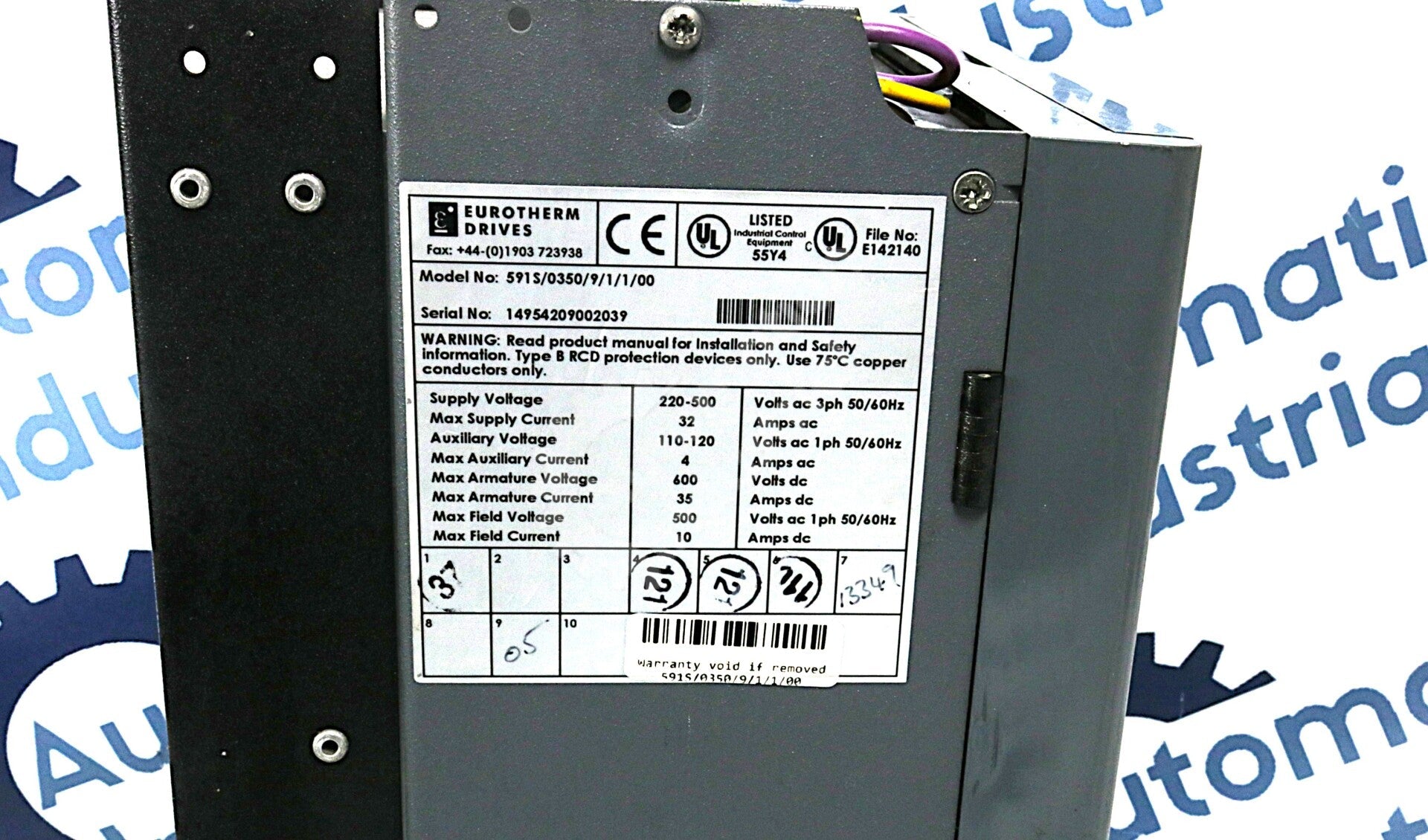 Eurotherm 591S/0350/9/1/1/00 220-500VAC 3Phase 32 AMP 20HP AC Drive 590 link