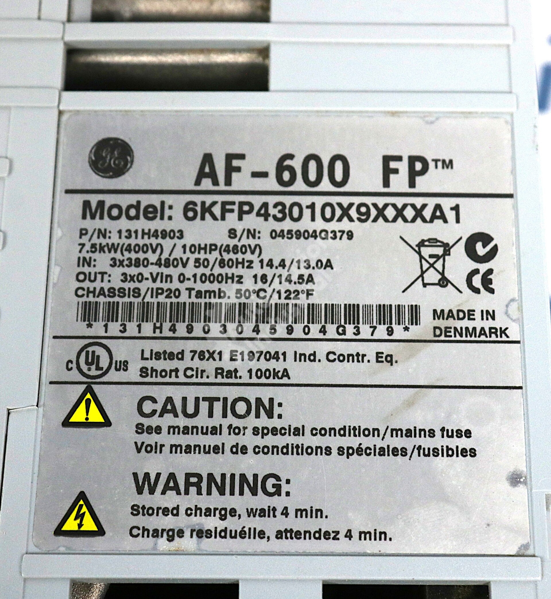 6KFP43010X9XXXA1 By General Electric 10HP 460V AF-600 FP Drive
