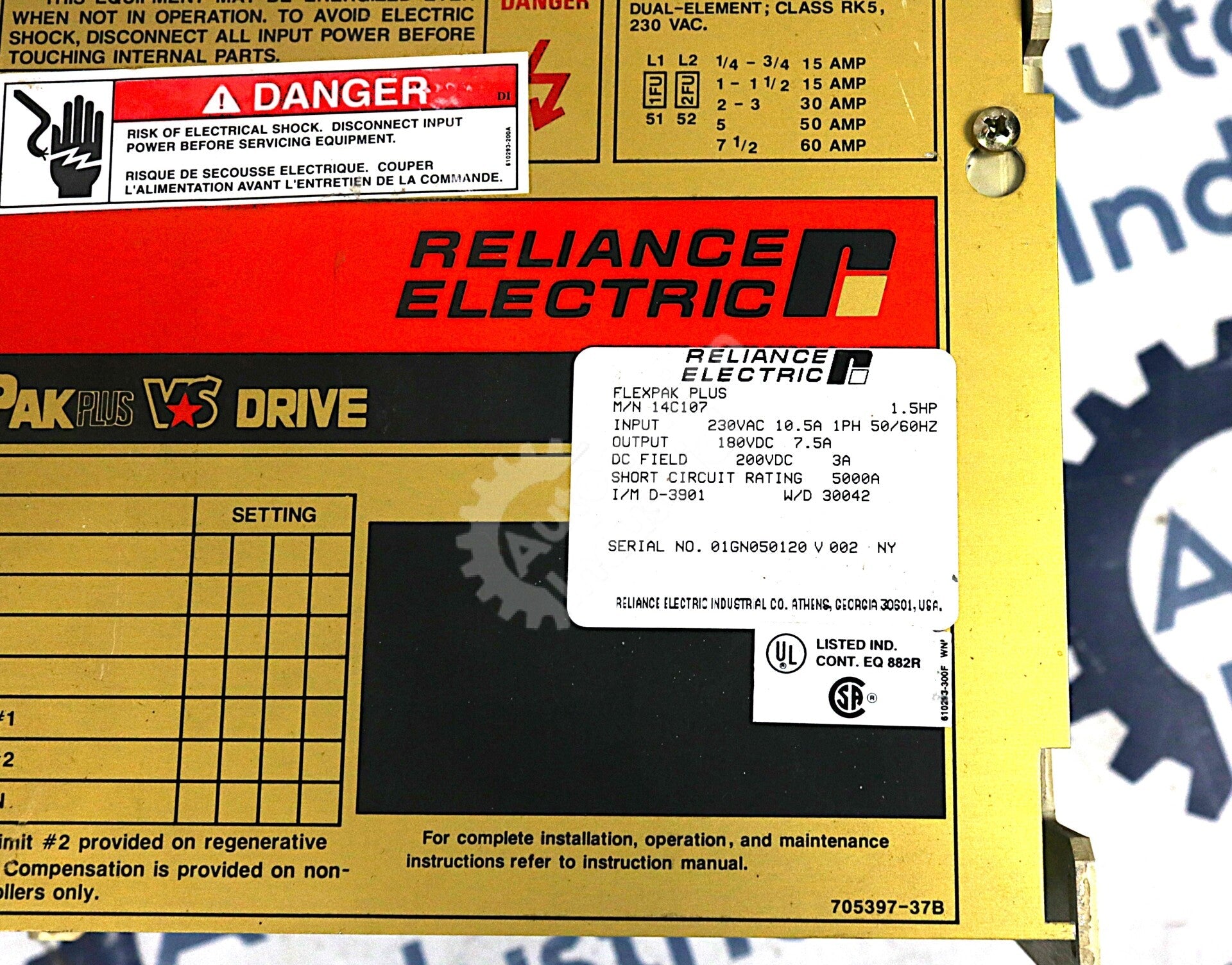 14C107 By Reliance Electric 230VAC 10.5 1PH 50/60Hz FlexPak