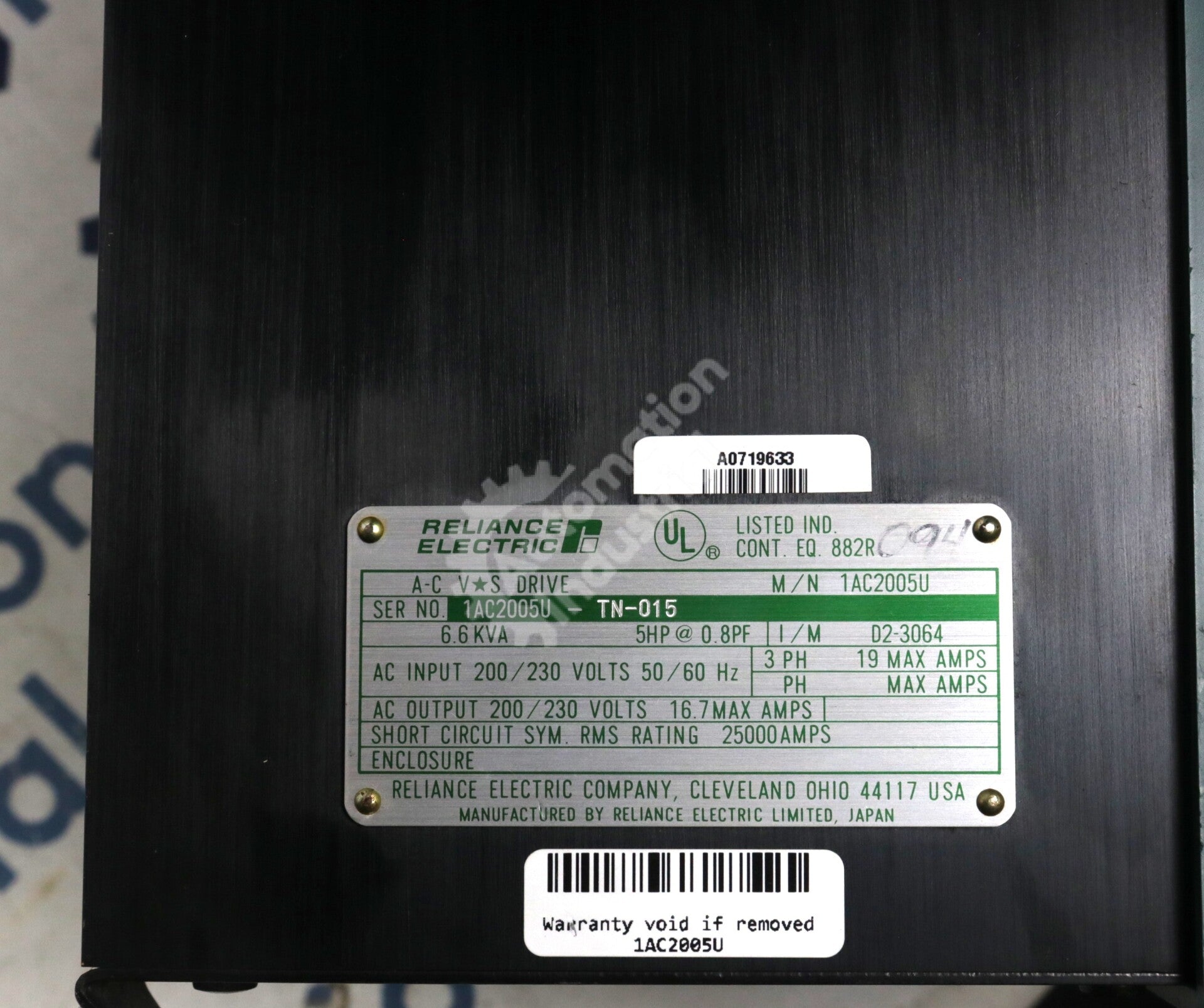 1AC2005U By Reliance Electric 5 HP General Purpose AC Drive GP-1200 Series