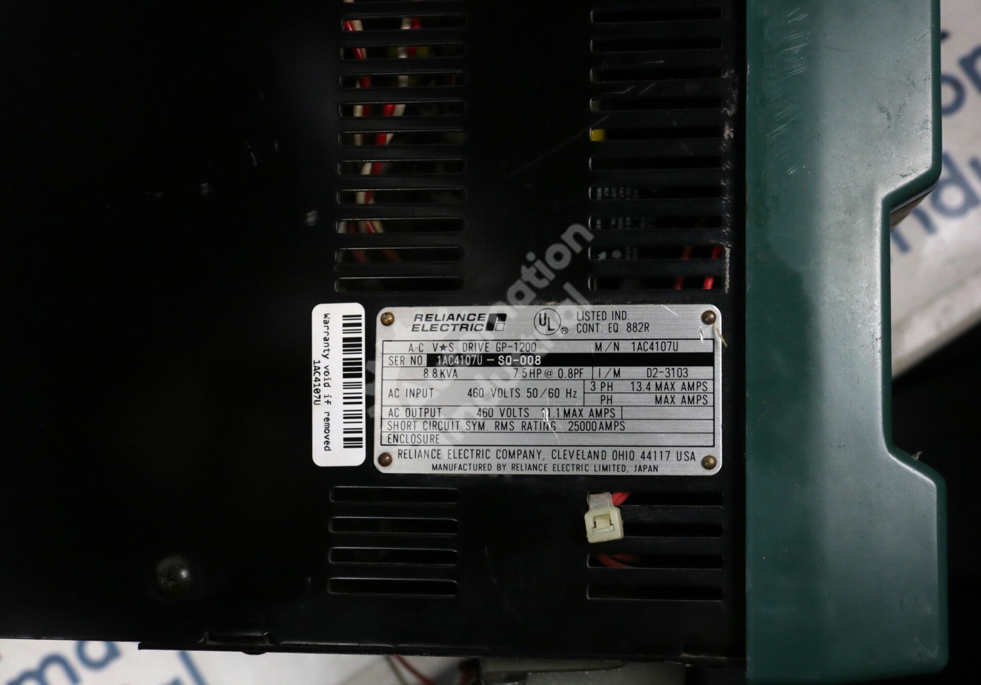 1AC4107U By Reliance Electric 7.5 General Purpose AC Drive GP-1200 AC VS Drives