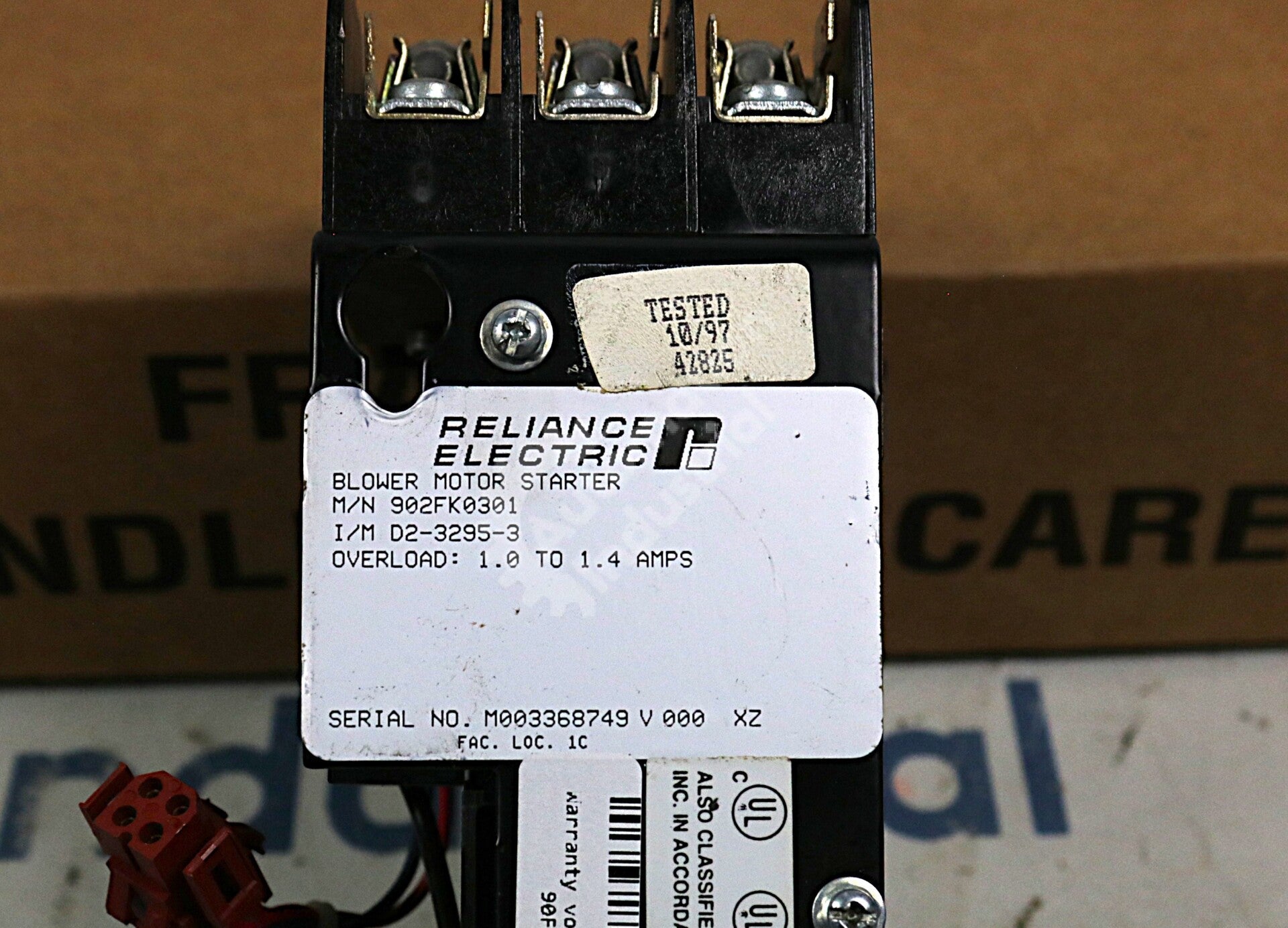 902FK0301 By Reliance Electric D2-3295-3 1.0-1.4AMP Starter Blower Motor
