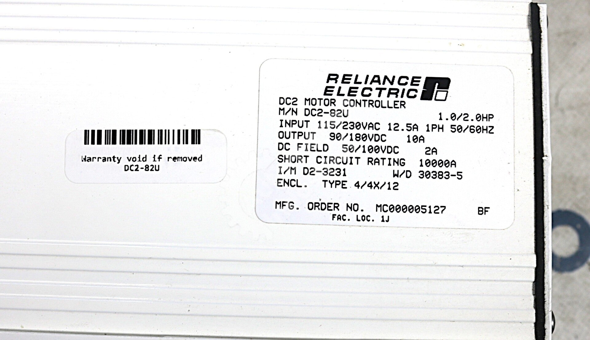 DC2-82U By Reliance Electric 115/230VAC DC Motor Controller