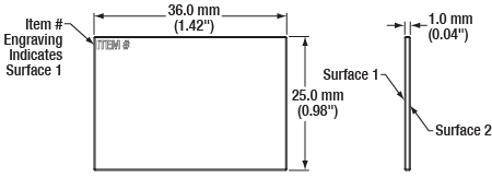 T-BSW26R - 25 mm x 36 mm 50:50 UVFS Plate Beamsplitter, Coating: 350 - 1100 nm, t = 1 mm