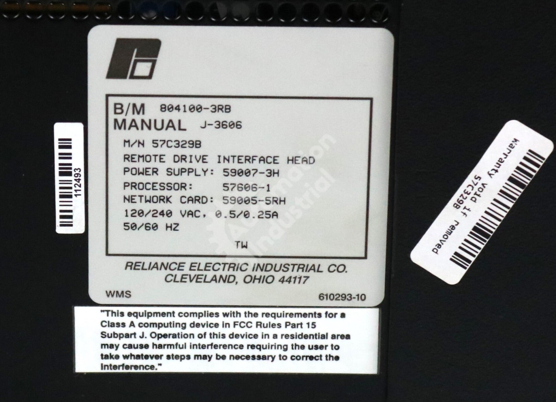 57C329B By Reliance Electric 804100-3RB Remote Drive Interface Head