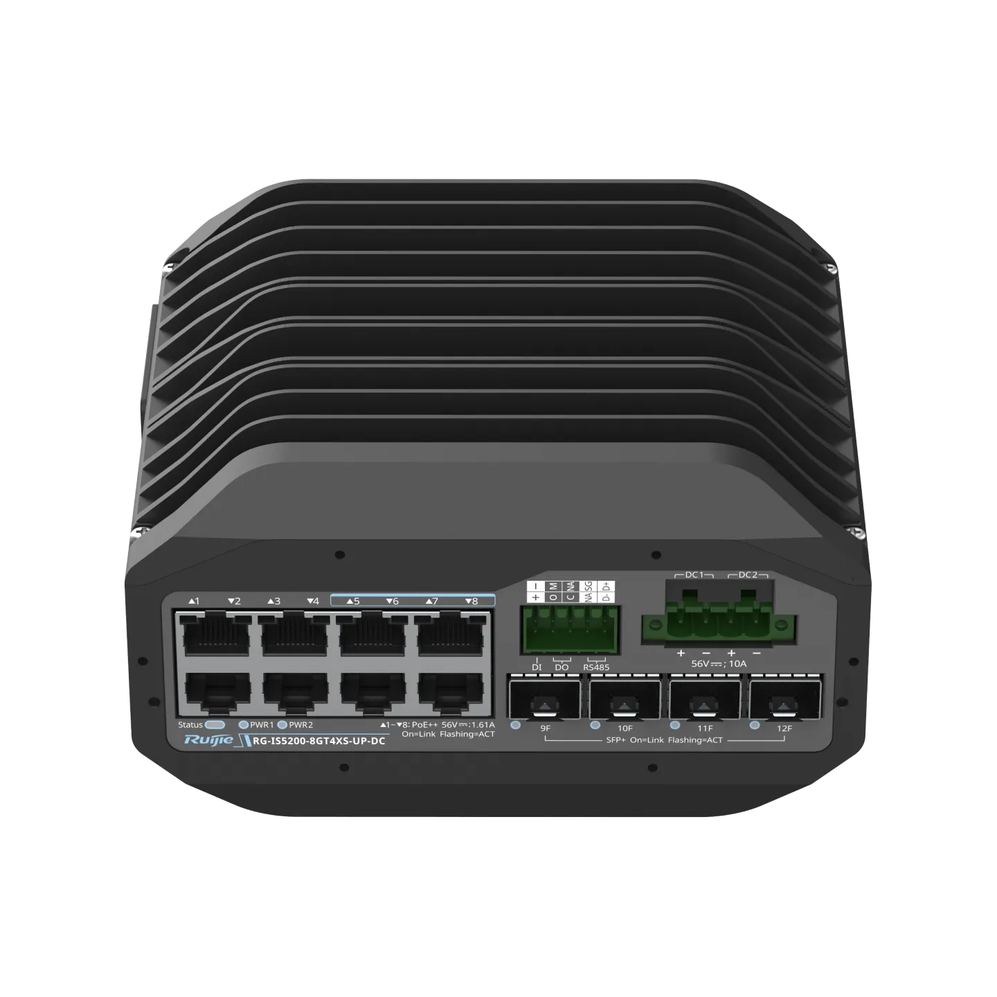 Ruijie RG-IS5200-8GT4XS-UP-DC Industrial 8-Port PoE+ Switch 4×10G Uplinks