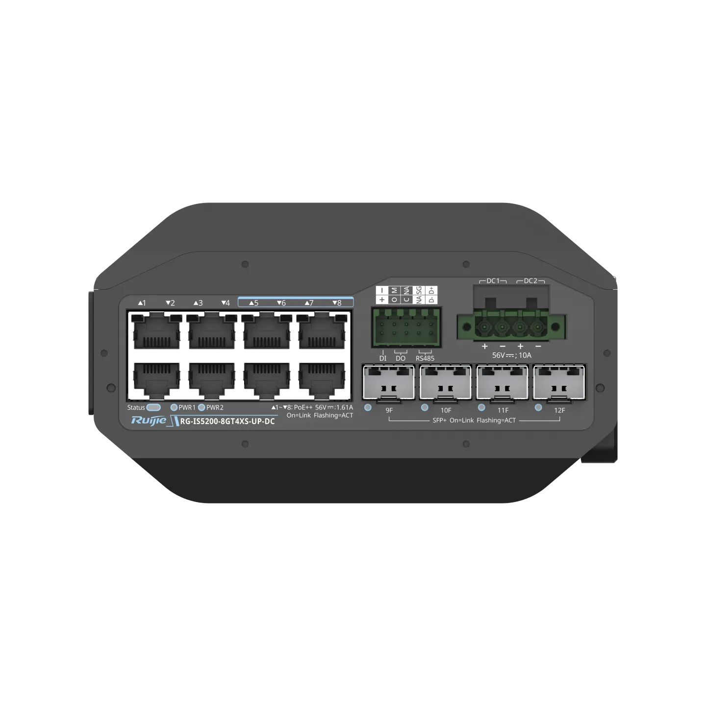 Ruijie RG-IS5200-8GT4XS-UP-DC Industrial 8-Port PoE+ Switch 4×10G Uplinks