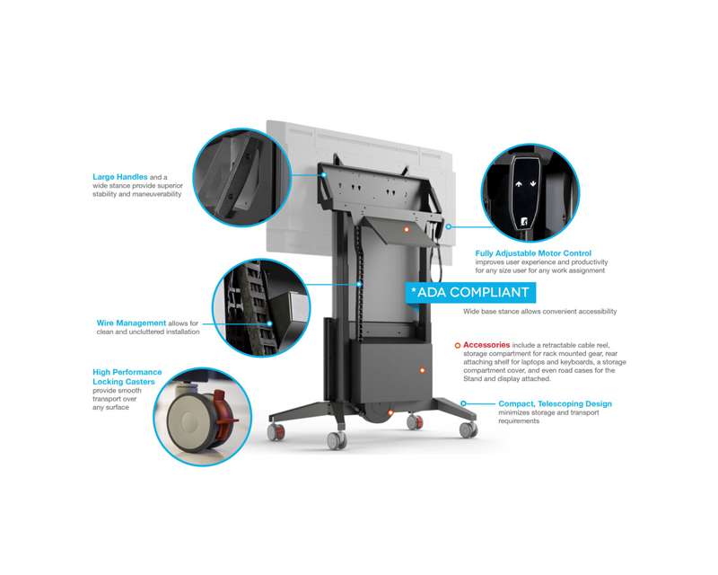 Salamander Designs Mobile Stand, Electric Lift and Tilt, White