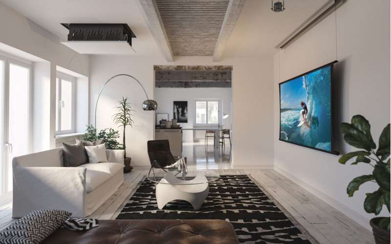 Screen Innovations Zero-G Motorized Flush Mount Screen, 78'' x 139'' with Pure White Material