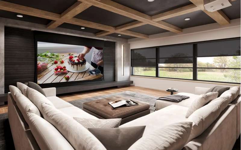 Screen Innovations Solo 3 Indoor Flush Mount Electric Screen, 54'' x 96'' with Solar Gray Material