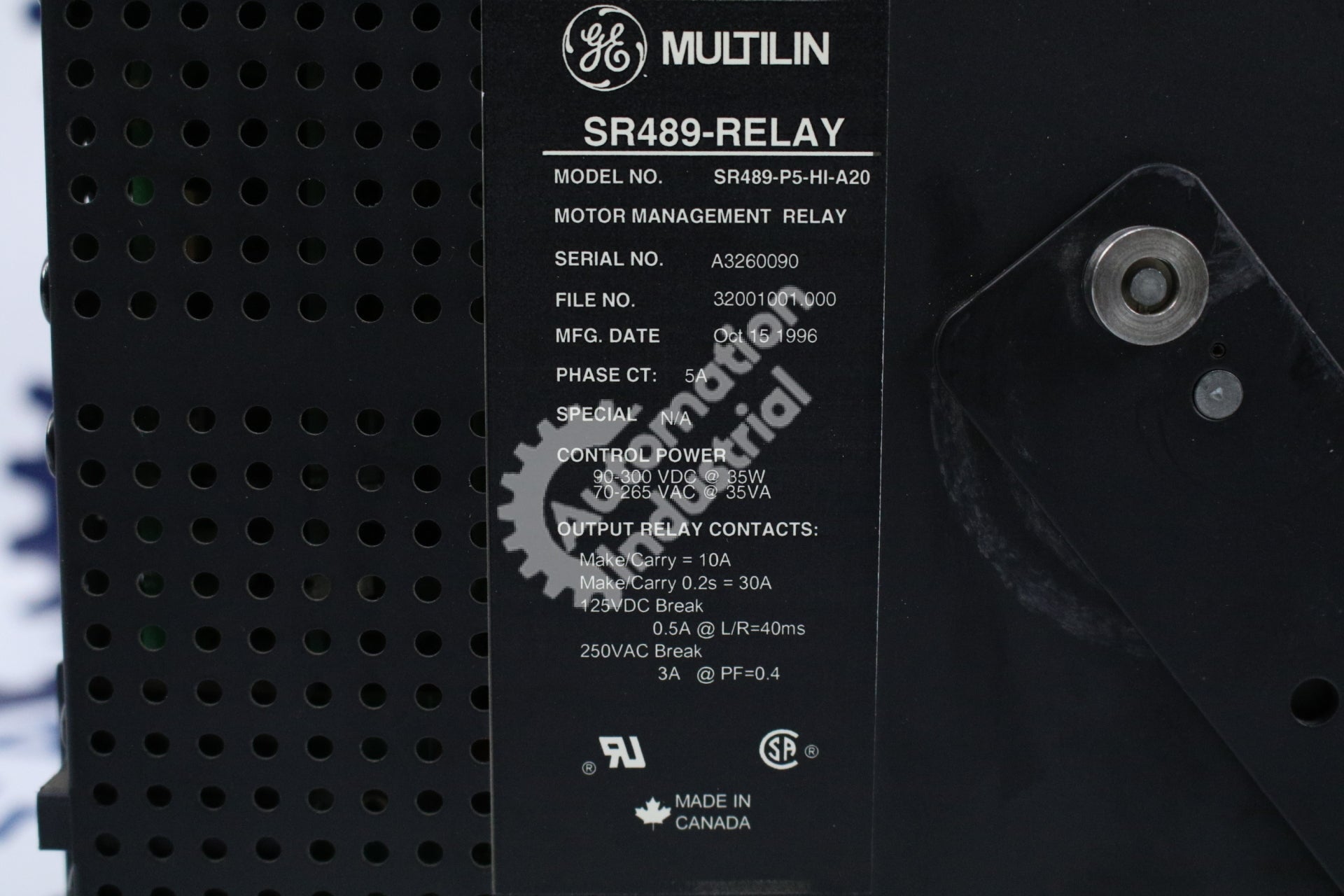 GE Multilin 489-P5-HI-A20 Generator Management Relay
