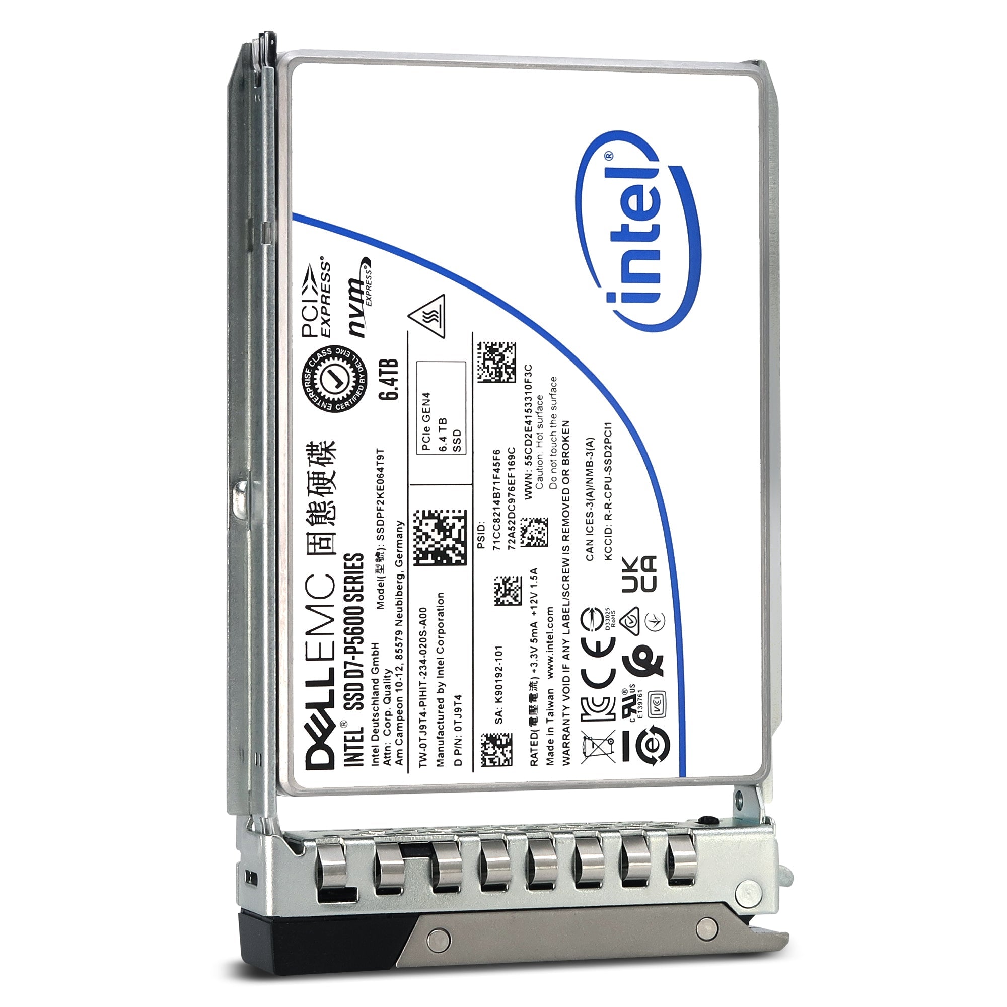 Dell G14 SSDPF2KE064T9TP 0TJ9T4 6.4TB PCIe Gen 4.0 x4 8GB/s 3D TLC 3DWPD SED U.2 NVMe 2.5in Solid State Drive
