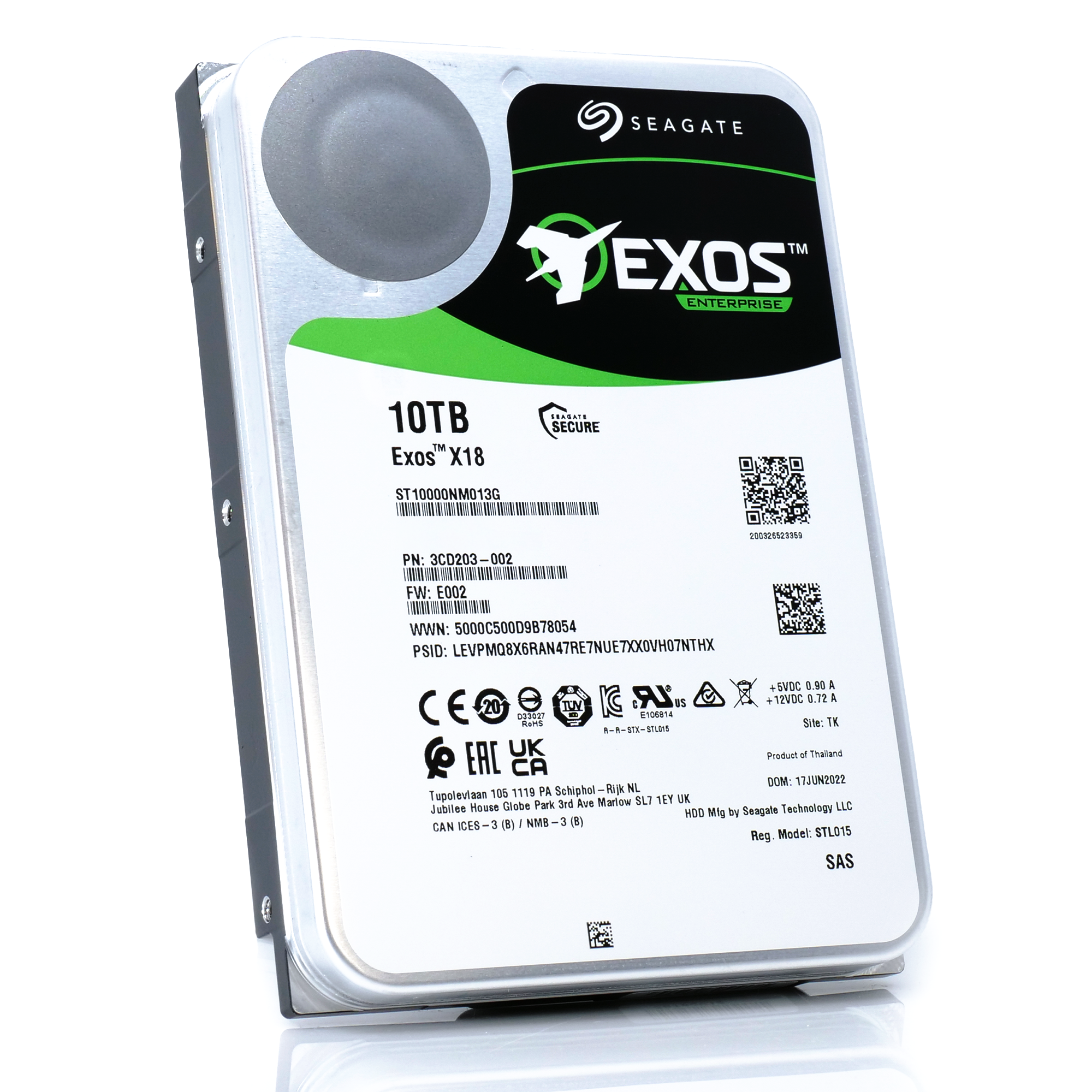 Seagate Exos X18 ST10000NM013G 10TB 7.2K RPM SAS 12Gb/s 512e FastFormat 3.5in Hard Drive