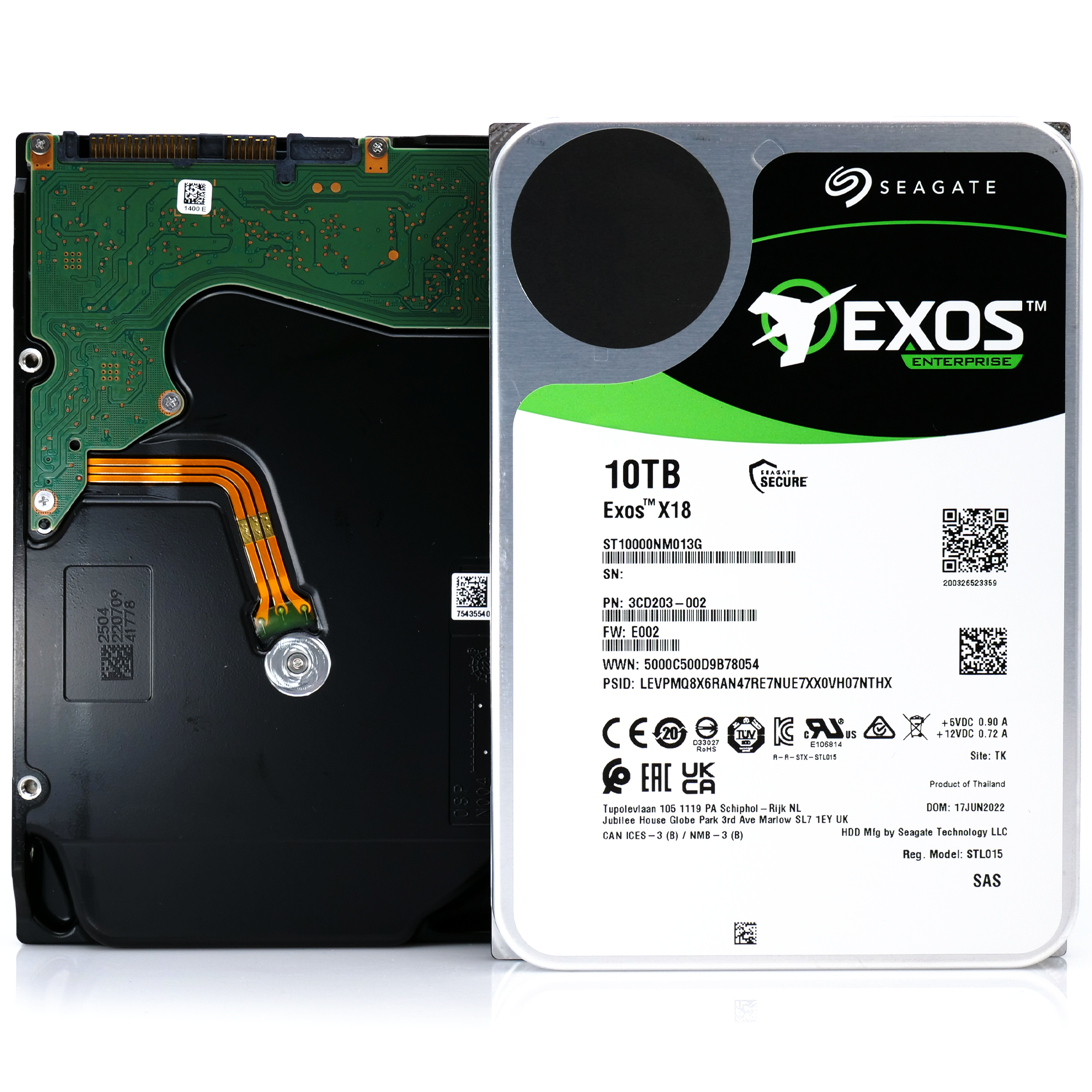 Seagate Exos X18 ST10000NM013G 10TB 7.2K RPM SAS 12Gb/s 512e FastFormat 3.5in Hard Drive