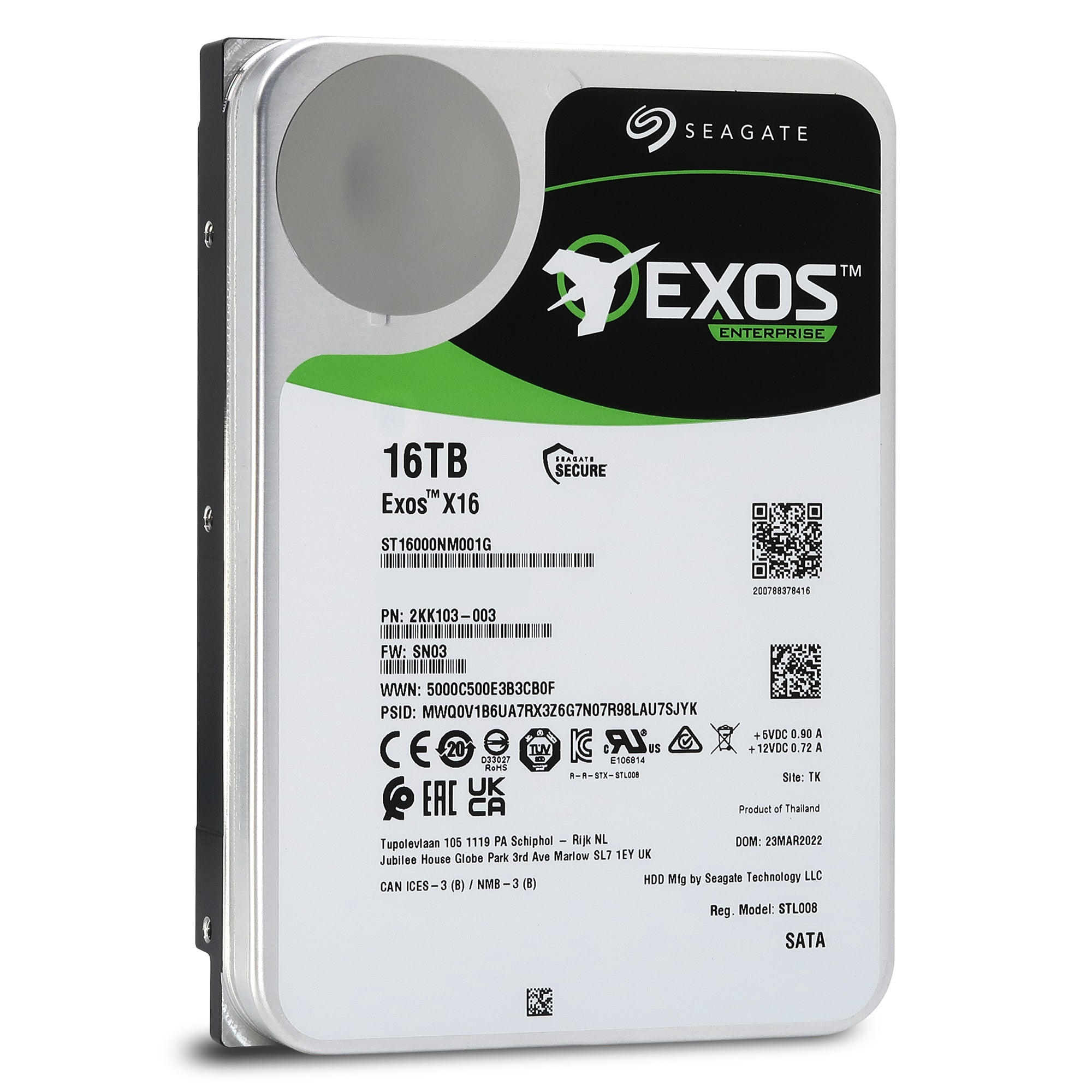 Seagate 16TB Exos X16 ST16000NM001G 7200 RPM SATA 6Gb/s 512e/4Kn 256MB 3.5" Enterprise Hard Drive