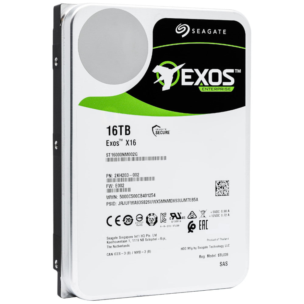 Seagate Exos X16 ST16000NM002G 16TB 7.2K RPM SAS 12Gb/s 512e/4Kn 3.5in Hard Drive