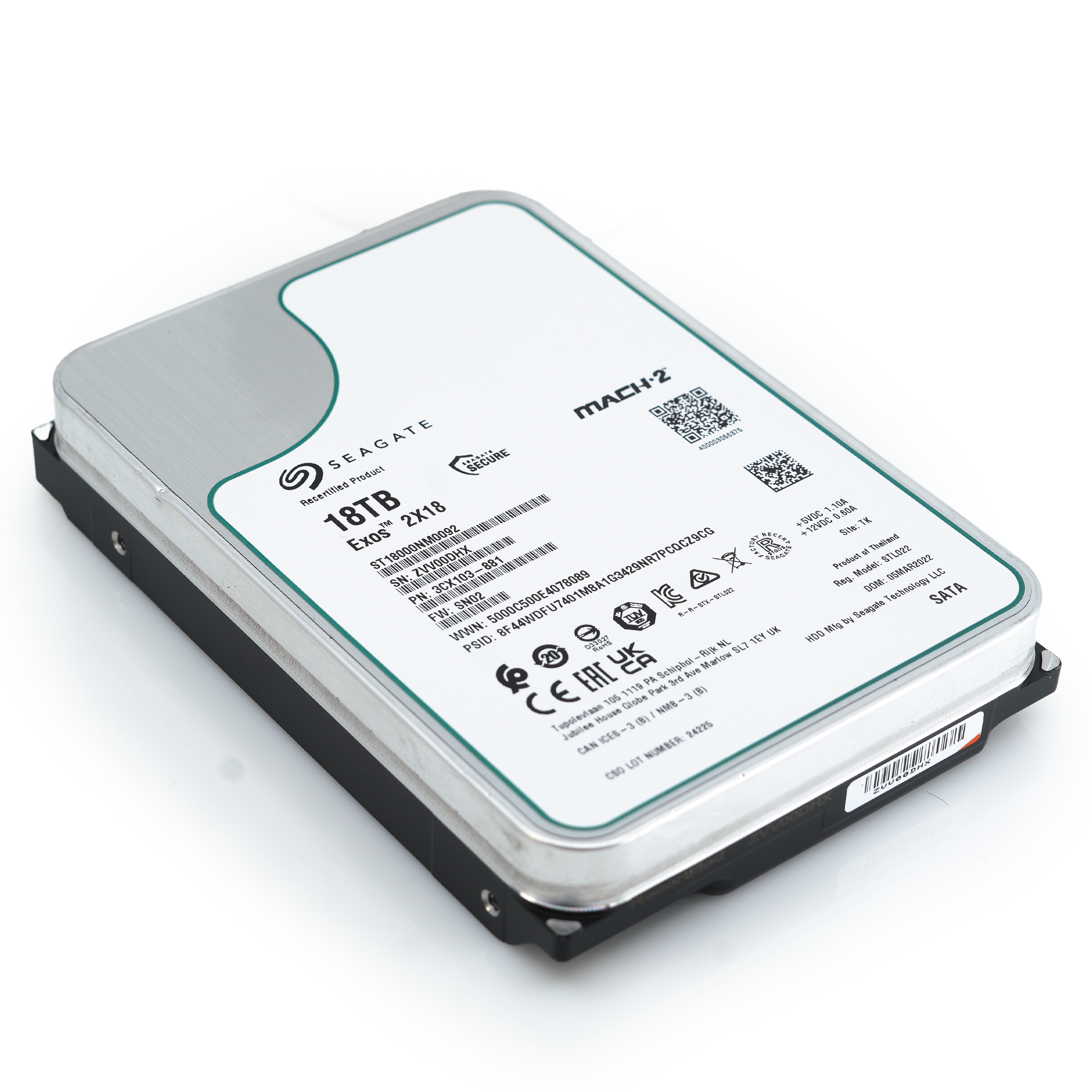 Seagate Exos 2X18 ST18000NM0092 18TB (2x 9TB) 7.2K RPM SATA 6Gb/s 512e Dual Actuator 3.5in Refurbished HDD