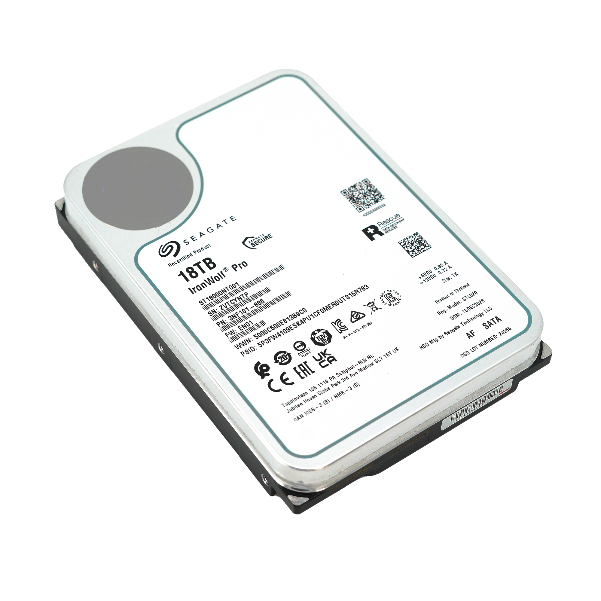 Seagate IronWolf Pro ST18000NT001 18TB 7.2K RPM SATA 6Gb/s NAS 3.5in Recertified Hard Drive