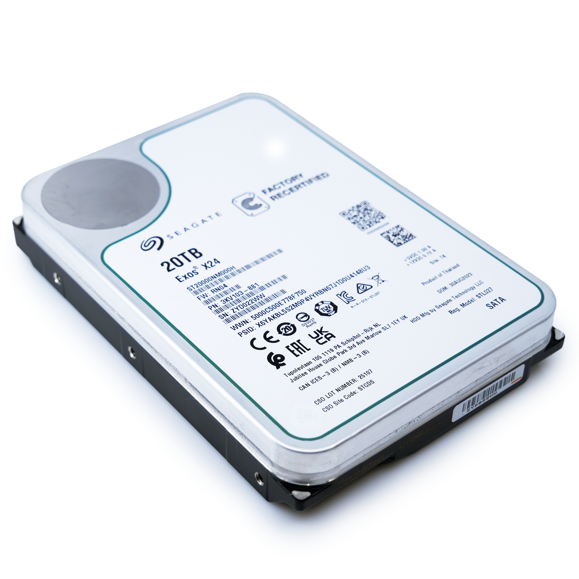 Seagate Exos X24 ST20000NM000H 20TB 7.2K RPM SATA 6Gb/s 512e 3.5in Refurbished HDD