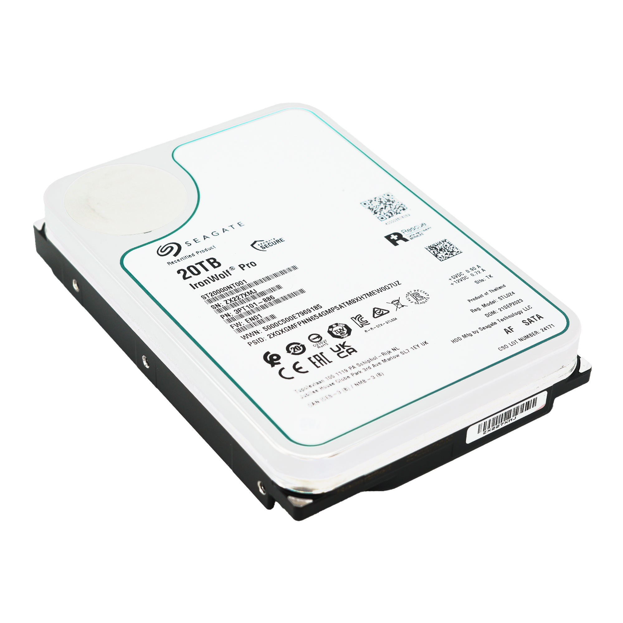 Seagate Ironwolf Pro ST20000NT001 20TB 7.2K RPM SATA 6Gb/s 512e NAS 3.5in Recertified Hard Drive