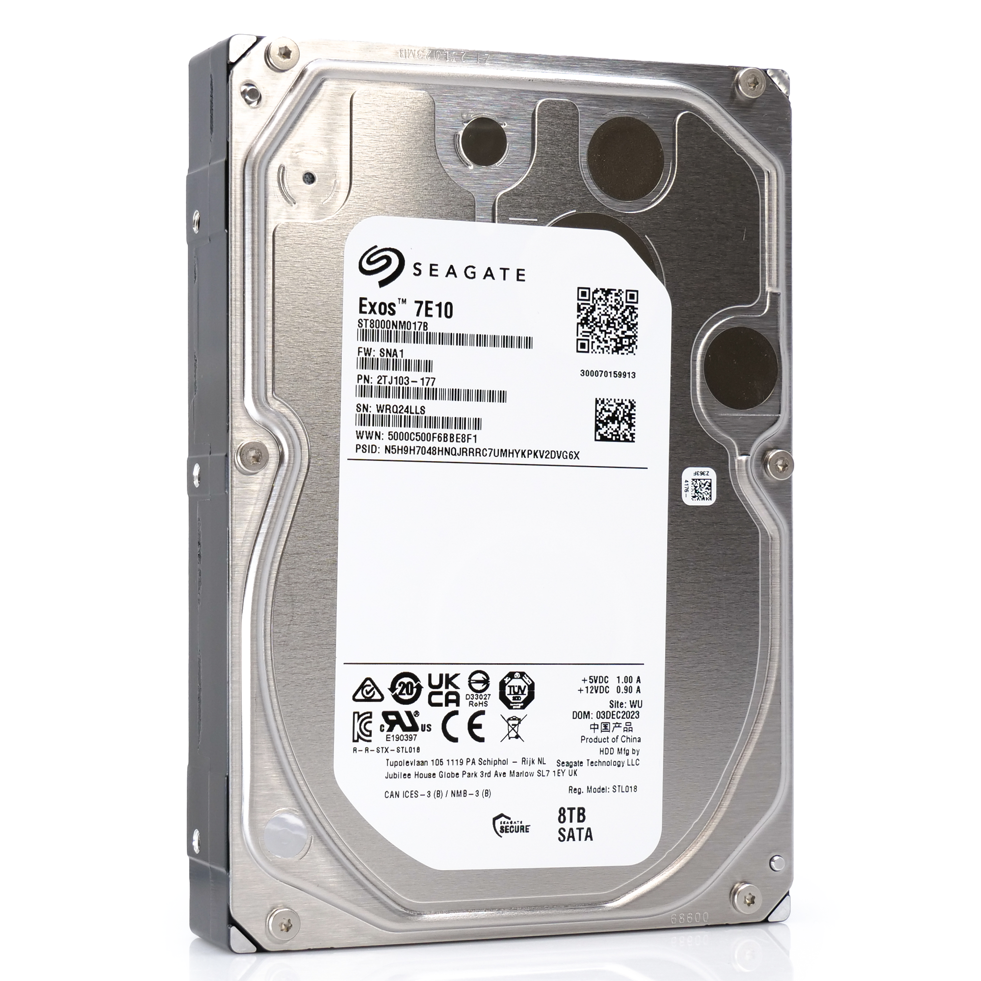 Seagate Exos 7E10 ST8000NM017B 8TB 7.2K RPM SATA 6Gb/s 512e 3.5in Hard Drive