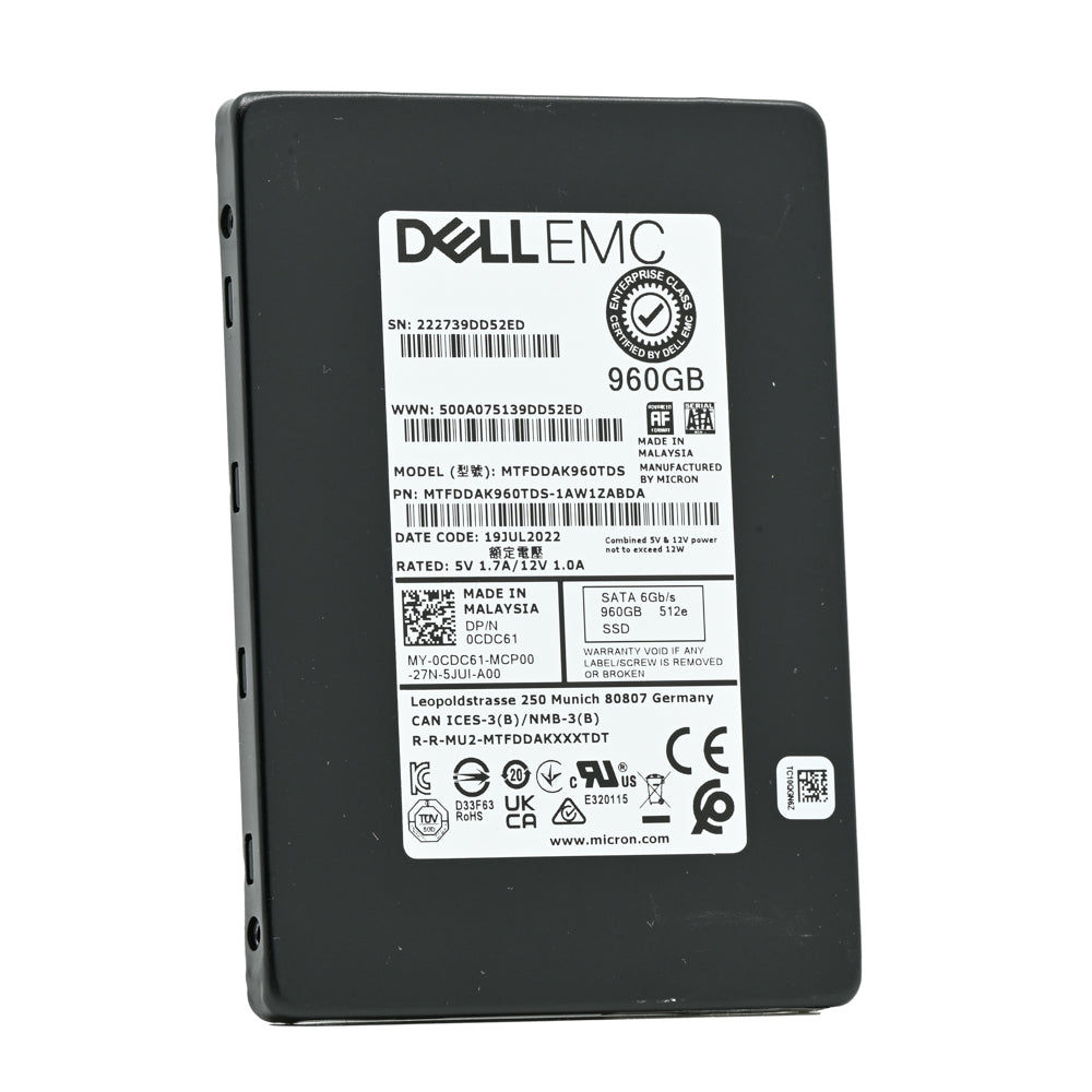 Dell/Micron 5300 PRO MTFDDAK960TDS 960GB SATA 6Gb/s 1.2DWPD Read Intensive 2.5in Refurbished SSD