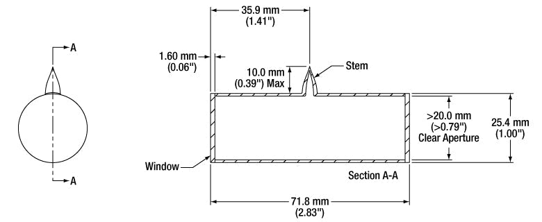 T-GC19075-RB87 - Enhanced Rubidium 87 [87Rb], Quartz Reference Cell, Ø19 mm x 75 mm