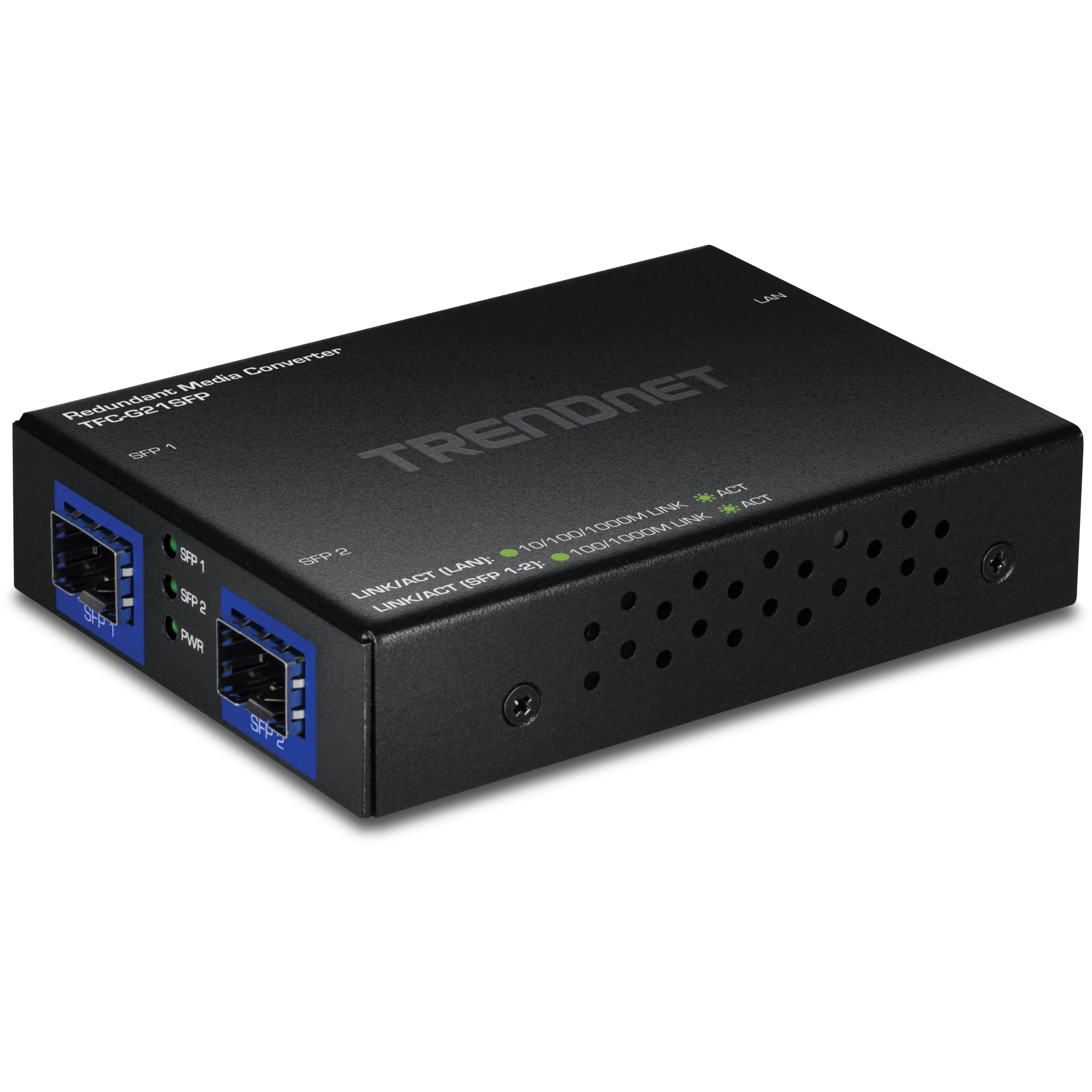 TRENDnet TFC-G21SFP 1000BASE-T to Dual SFP Fiber Media Converter with Redundant Mode