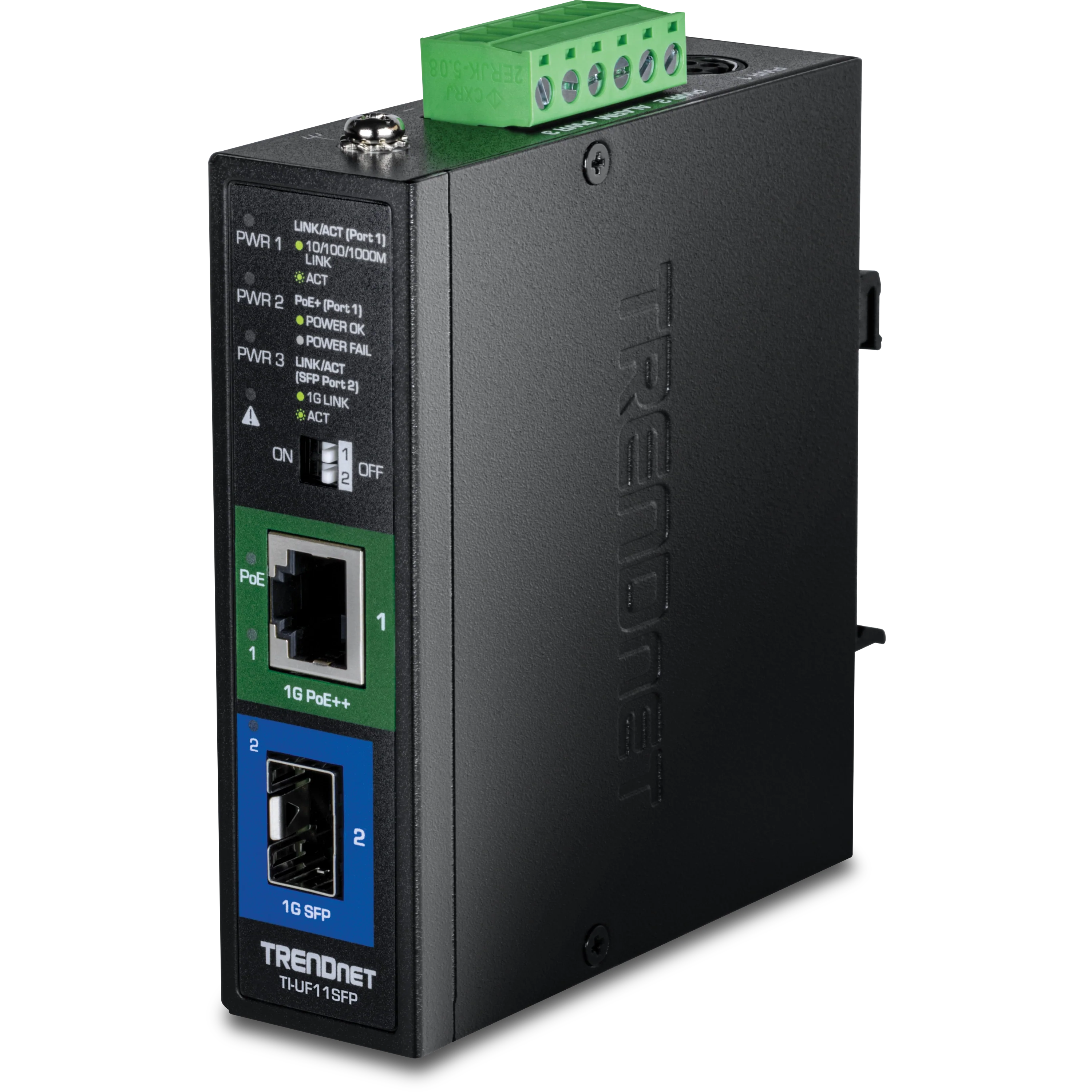 TRENDnet TI-UF11SFP Hardened Industrial SFP to Gigabit UPoE  Media Converter