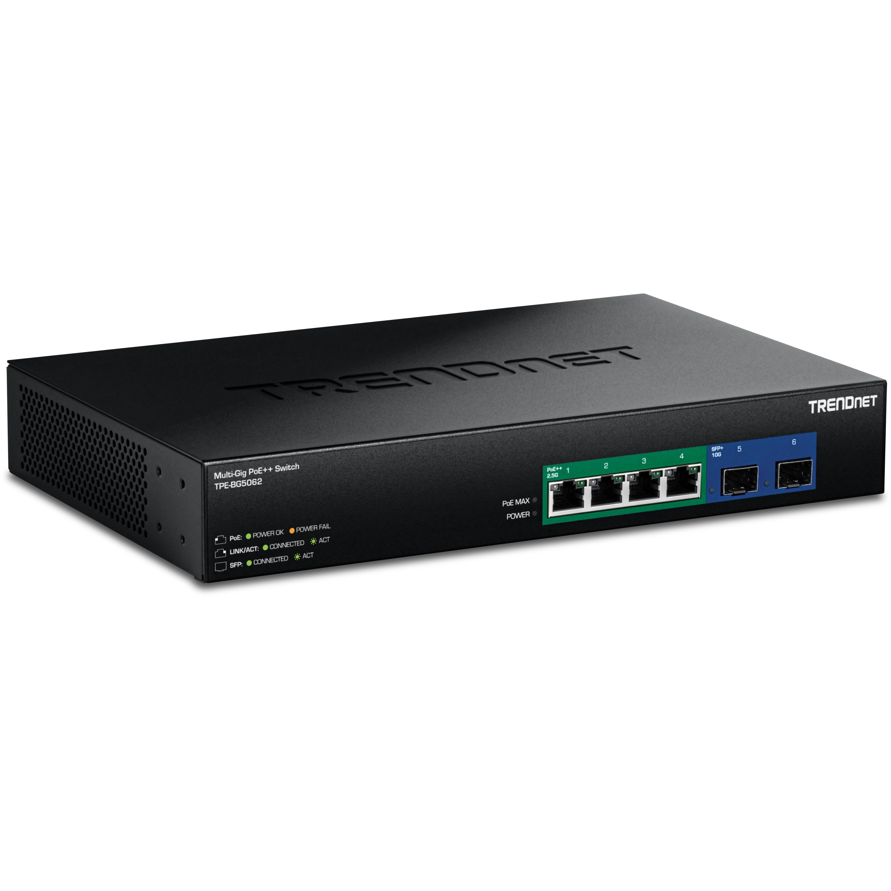 TRENDnet TPE-BG5062 6-Port 2.5G GaN Power PoE++ Switch with 10G SFP+ Port (240W)