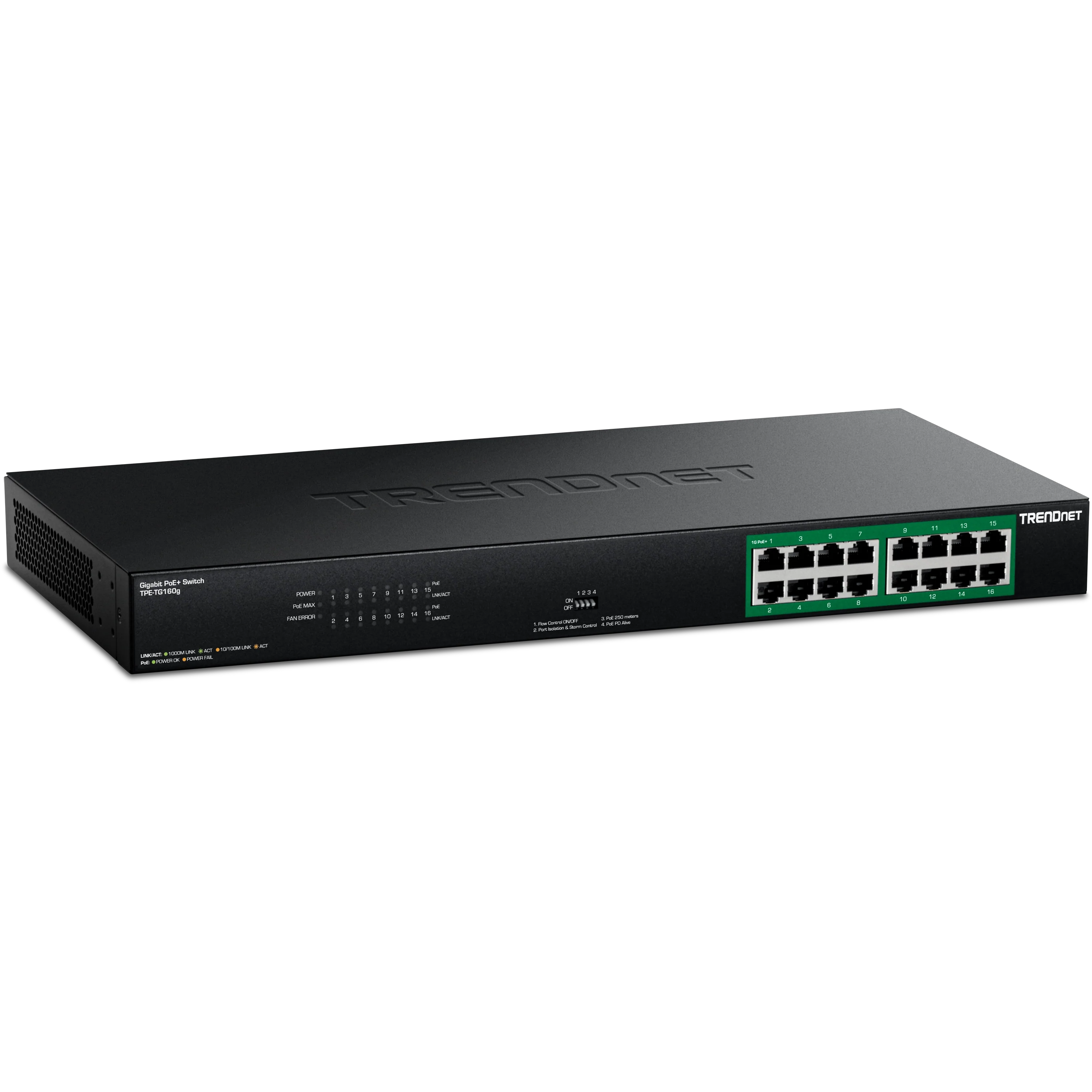 TRENDnet TPE-TG160g 16-Port GREENnet Gigabit PoE+ Switch (250W)