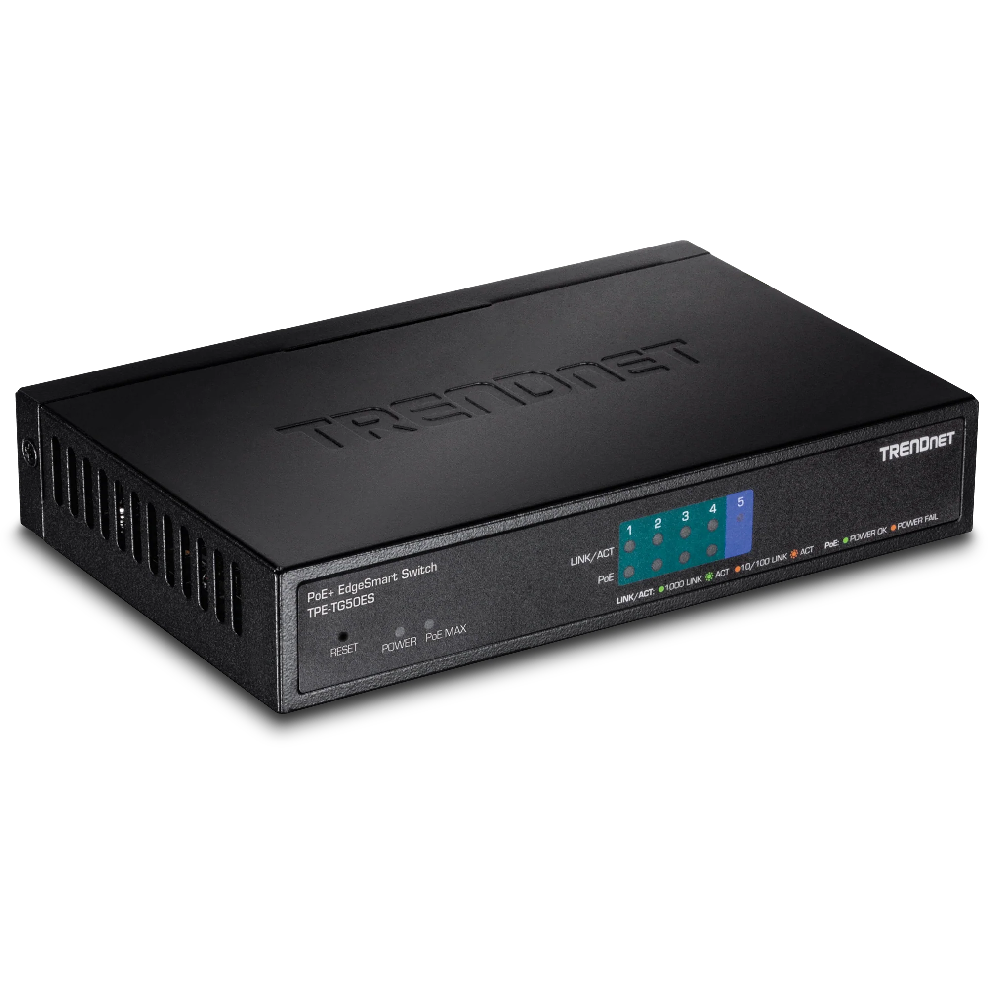 TRENDnet TPE-TG50ES 5-Port Gigabit EdgeSmart PoE+ Switch (31W)