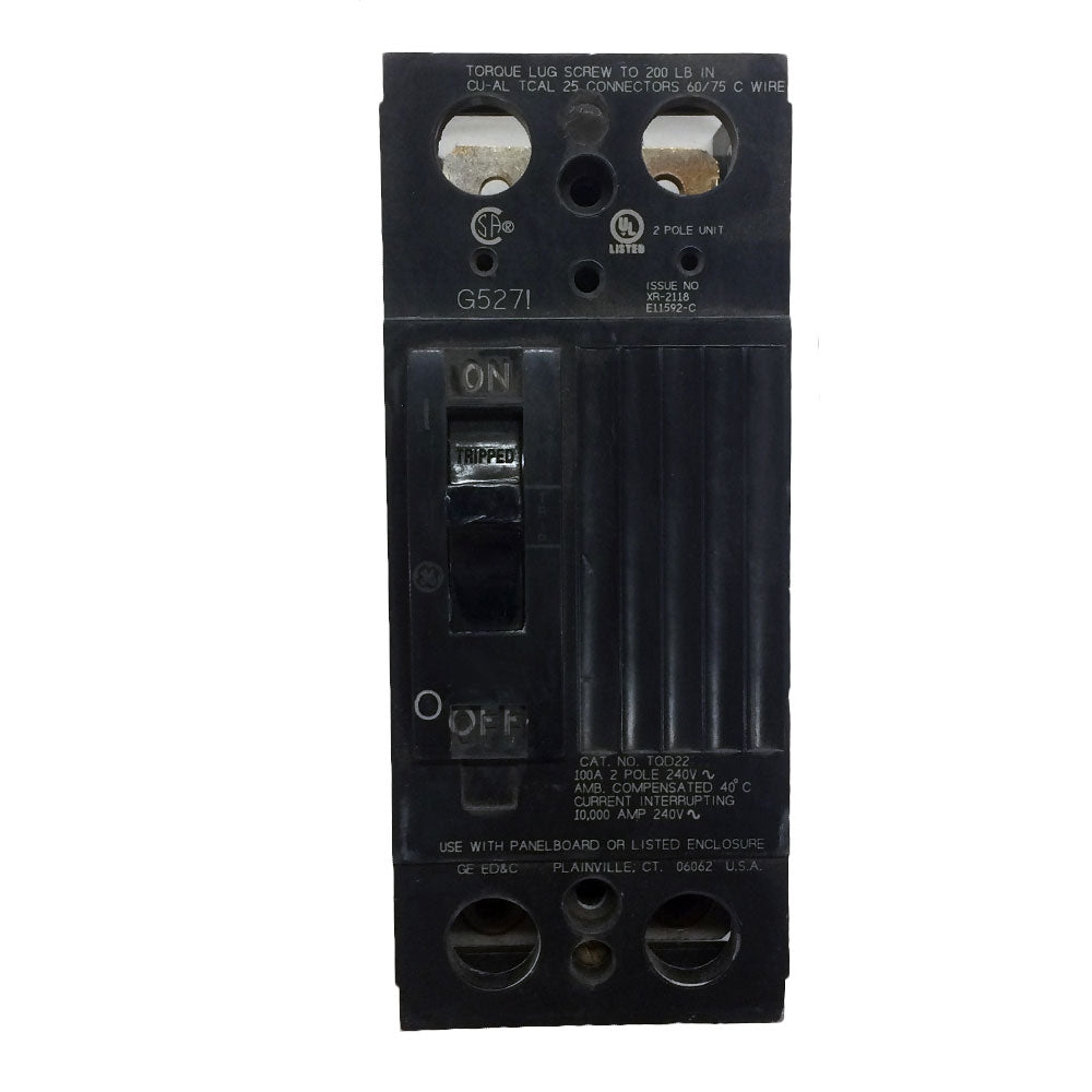 TQD22100WL | General Electric 100A 2-Pole 120/240V Thermal Magnetic Molded Case Circuit Breaker